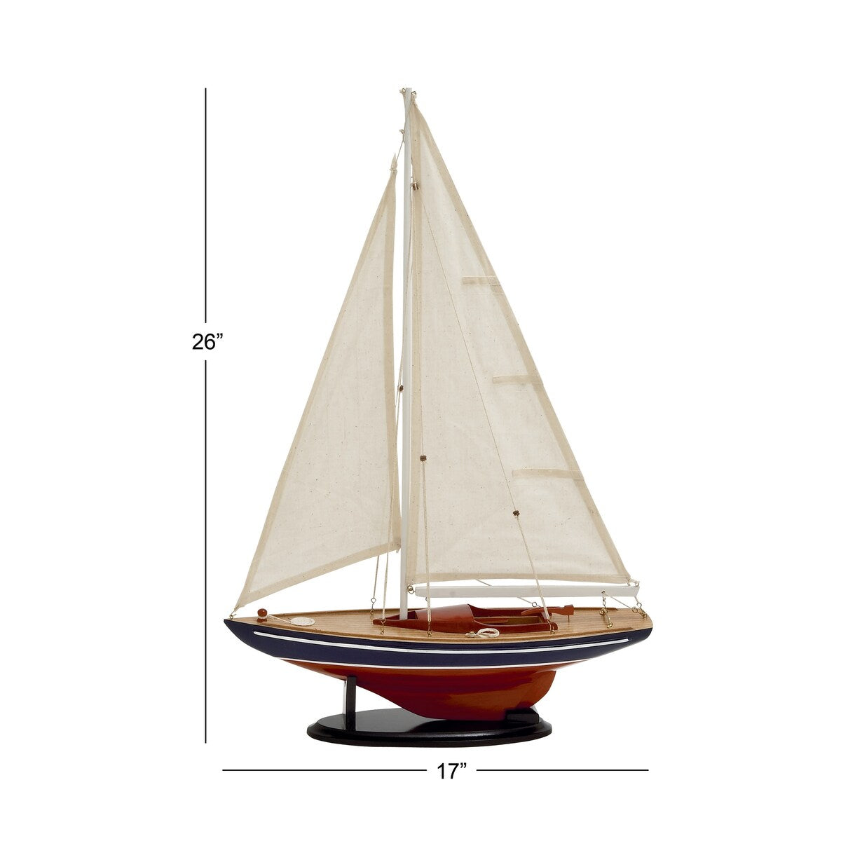 Wood Sail Boat Decorative Sculpture with Lifelike Rigging - Dark Brown - Roche River Decor