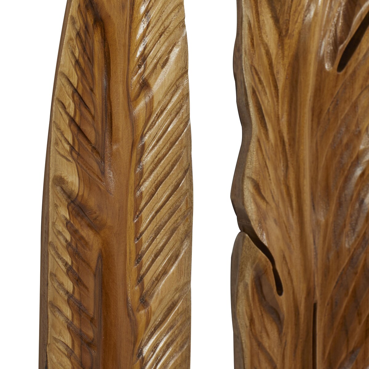 Teak Wood Bird Handmade Carved Feather Home Wall Decor - Set of 3 Brown - Roche River Decor