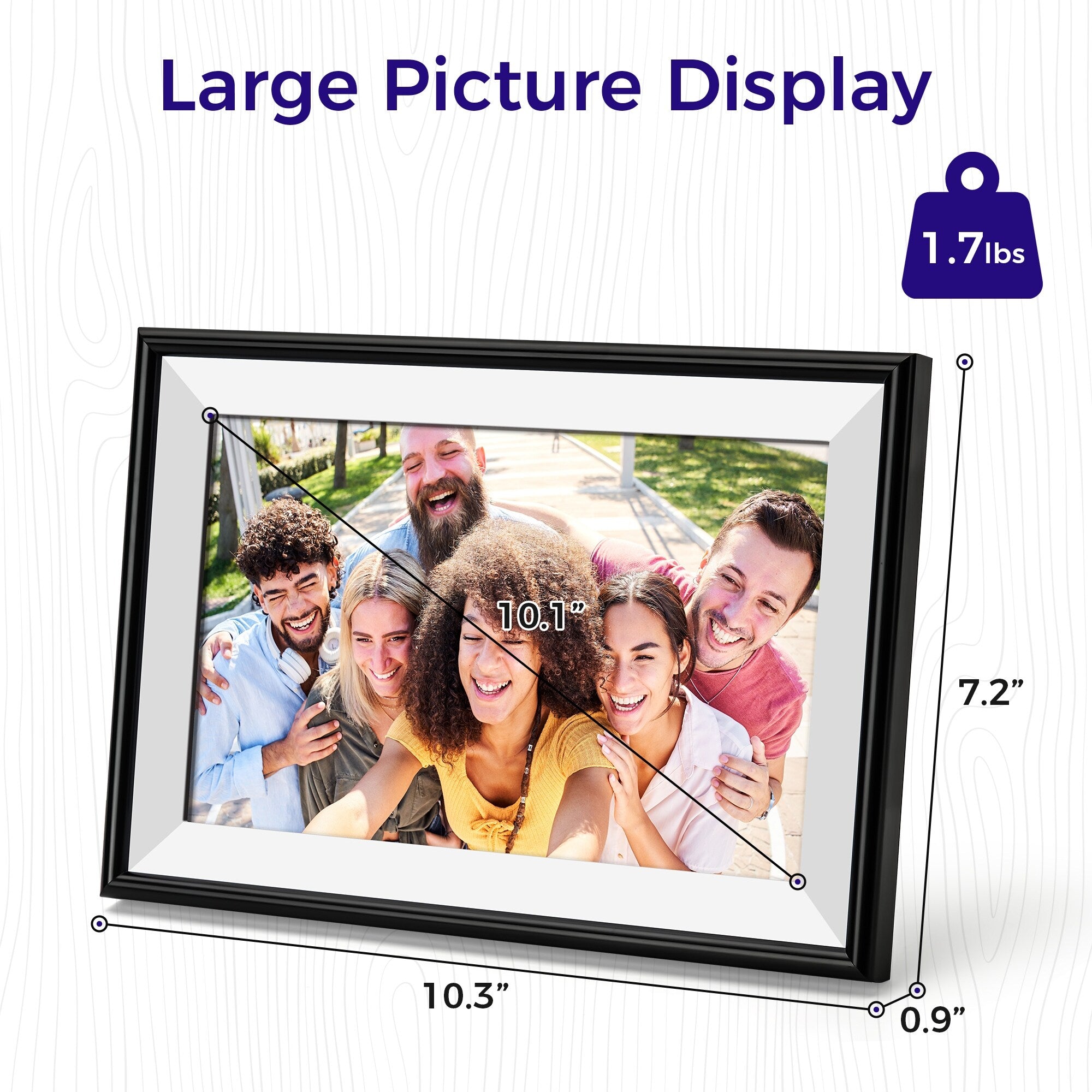 10.1 WiFi Frameo Digital Picture Photo Frame - Aluminum Frame