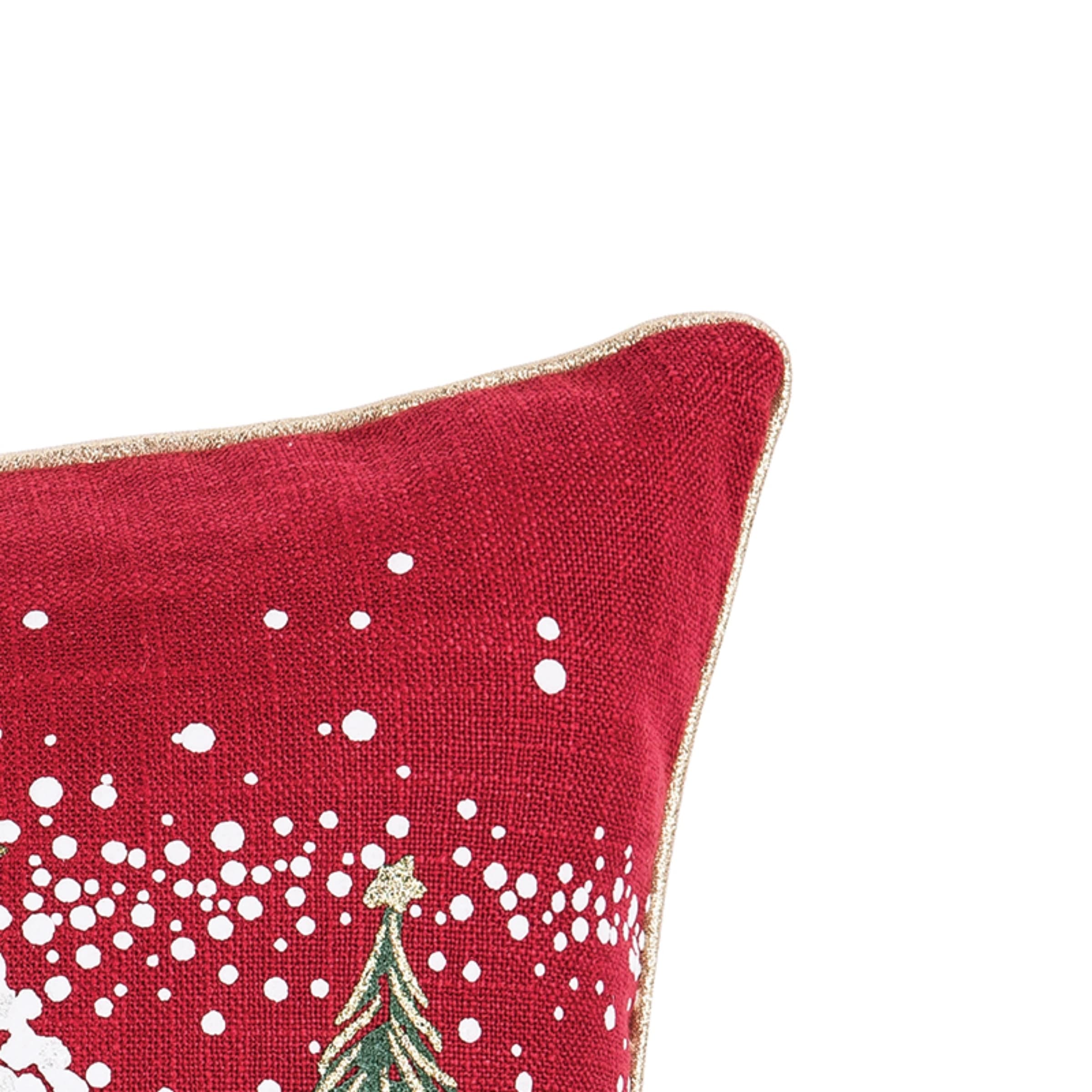 13 x 20 Snowy Trees Embellished Christmas Holiday Throw Pillow