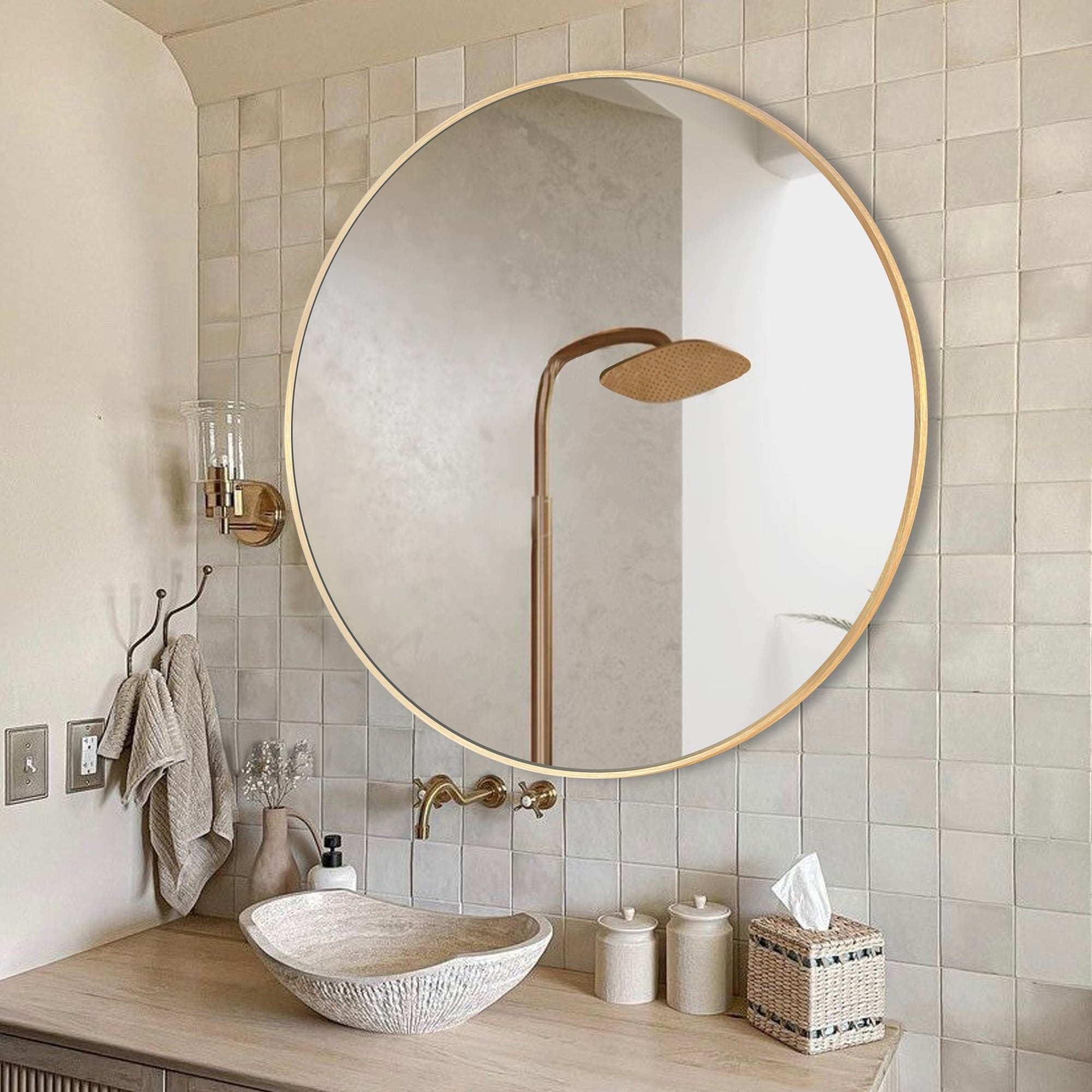 Modern Bathroom Wall Mounted Round Vanity Mirror