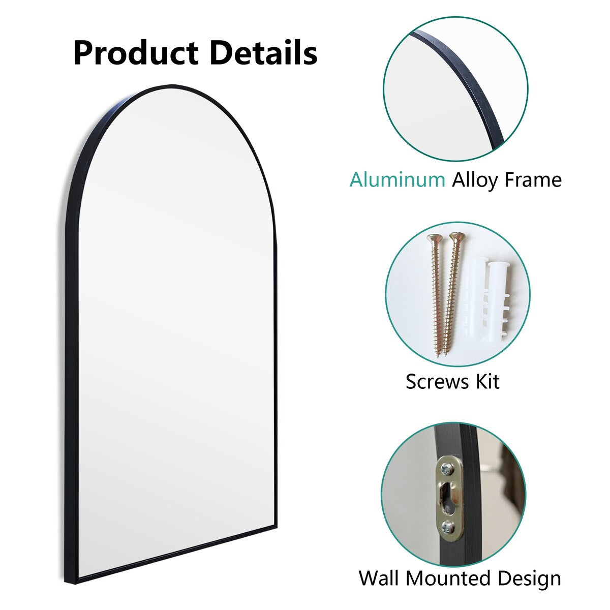 Set of 2 35.8x24 Inch Arch Wall Mirror,2 Pcs Bathroom Vanity Mirrors,Wall Mounted Mirrors for Bathroom,Entryway