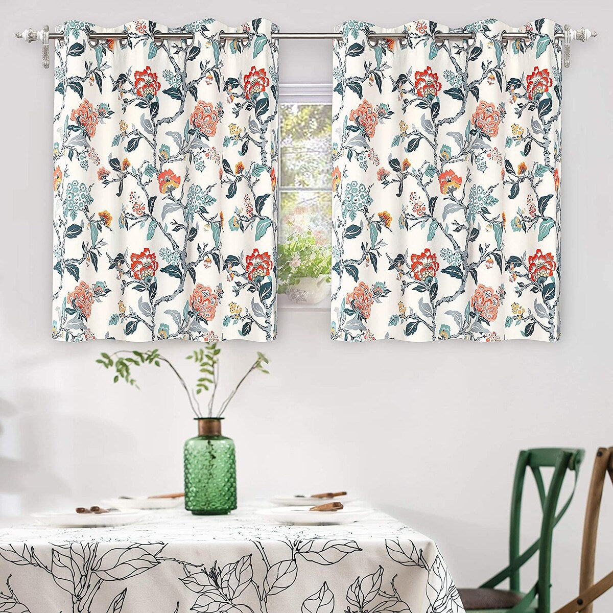 DriftAway Ada Floral Botanical Print Flower Leaf Lined Blackout Window Curtains