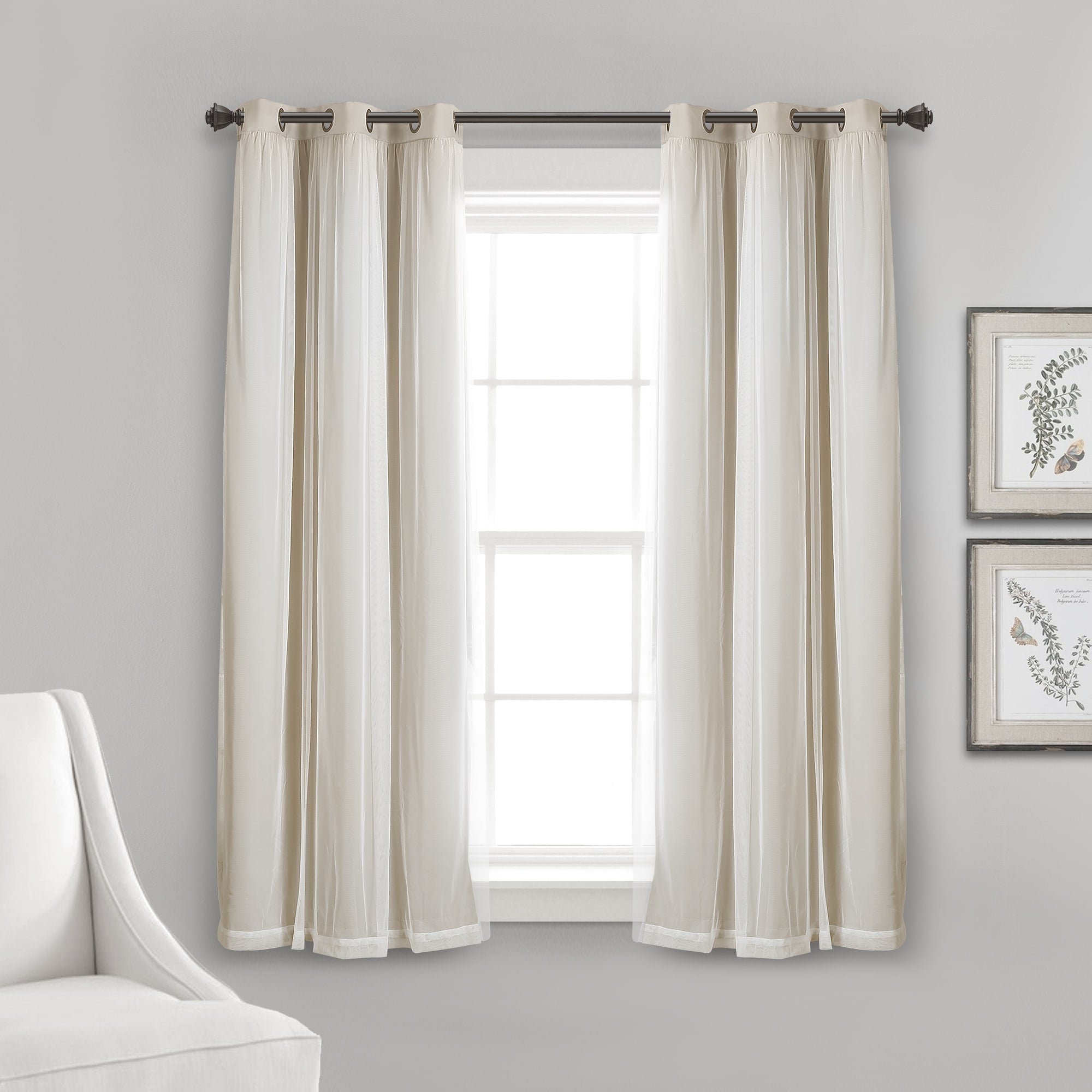 Lush Decor Grommet Sheer Panel Pair with Insulated Blackout Lining