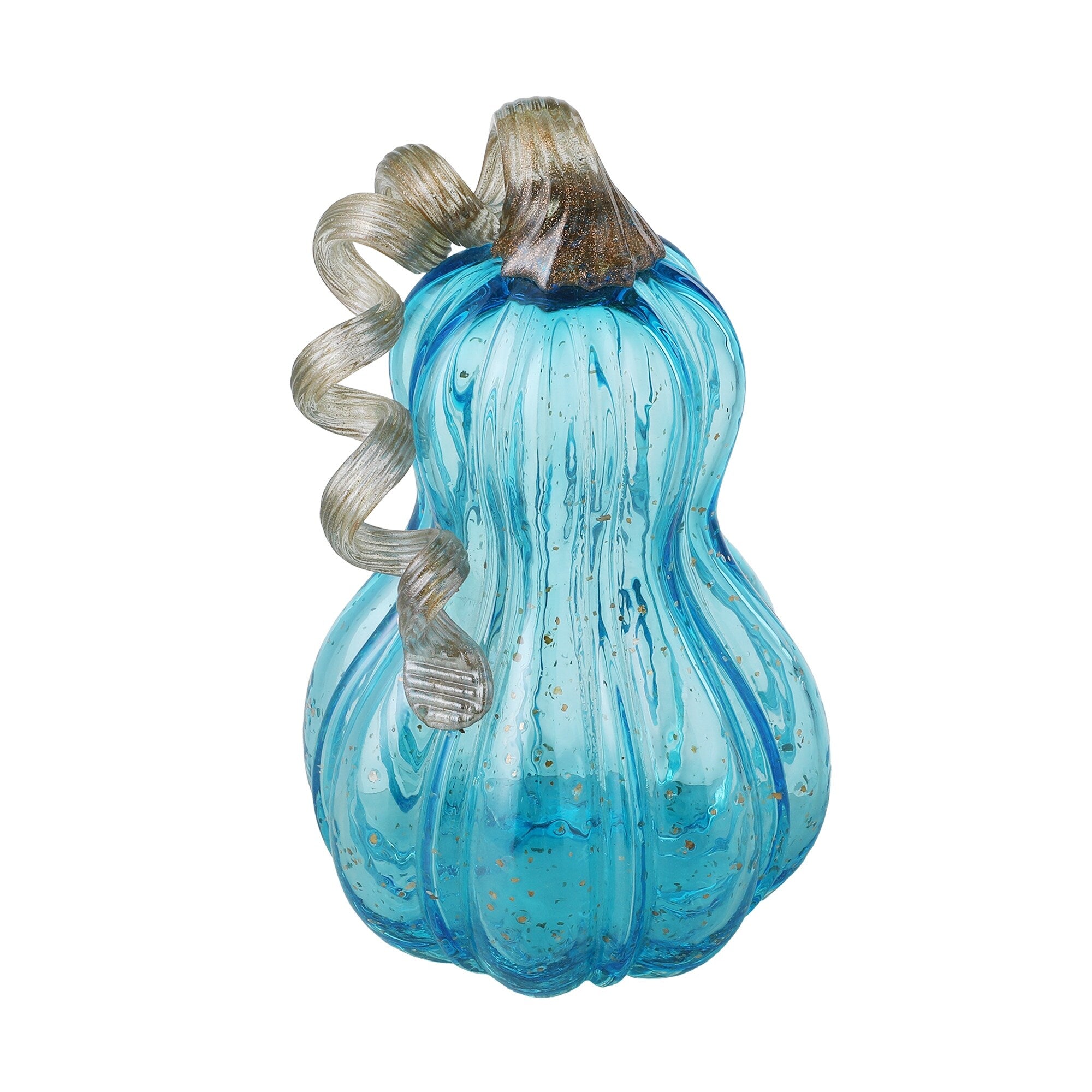 Glitzhome Hand Blown Blue Glass Pumpkin Thanksgiving Table Decor Christmas Gifts