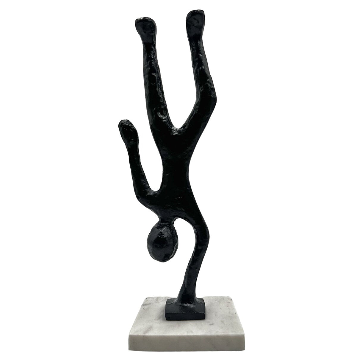 Handmade Metal 12 in Abstract Upside Down Person Sculpture - 4 x 4 x 12 in