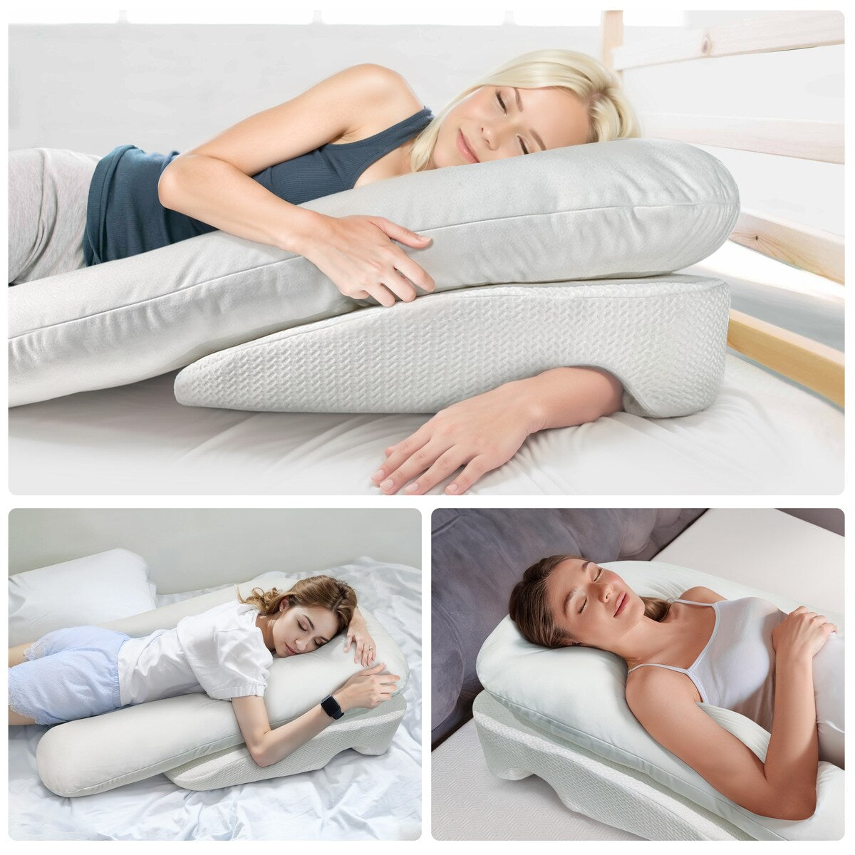 WOWMAX Shoulder Relief Bed Wedge U Shape Body Pillow System for Side Sleepers Acid Reflux