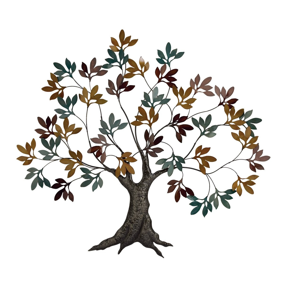 Metal Tree Home Wall Decor with Leaf Detail - Multi Colored - Roche River Decor