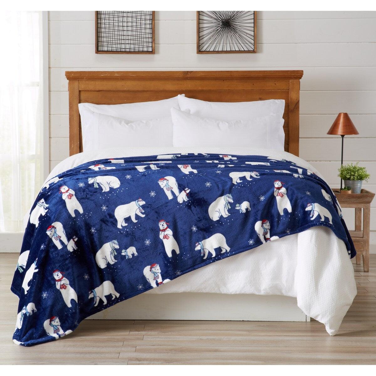 Luxurious Velvet Plush Fleece Holiday Printed Bed Blanket