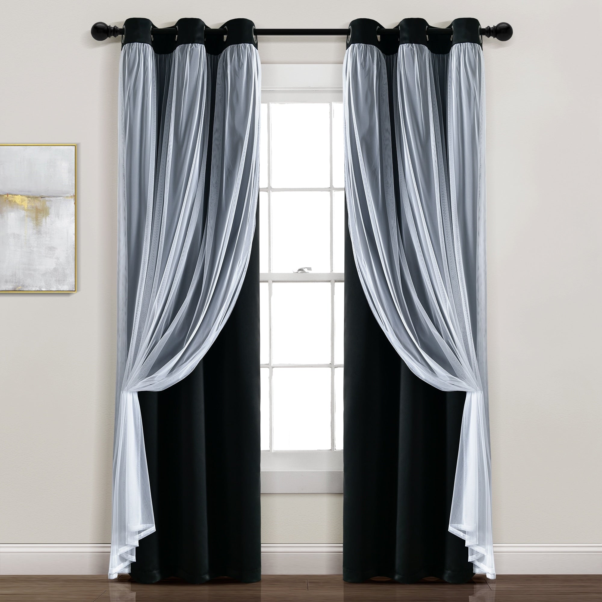 Lush Decor Grommet Sheer Panel Pair with Insulated Blackout Lining