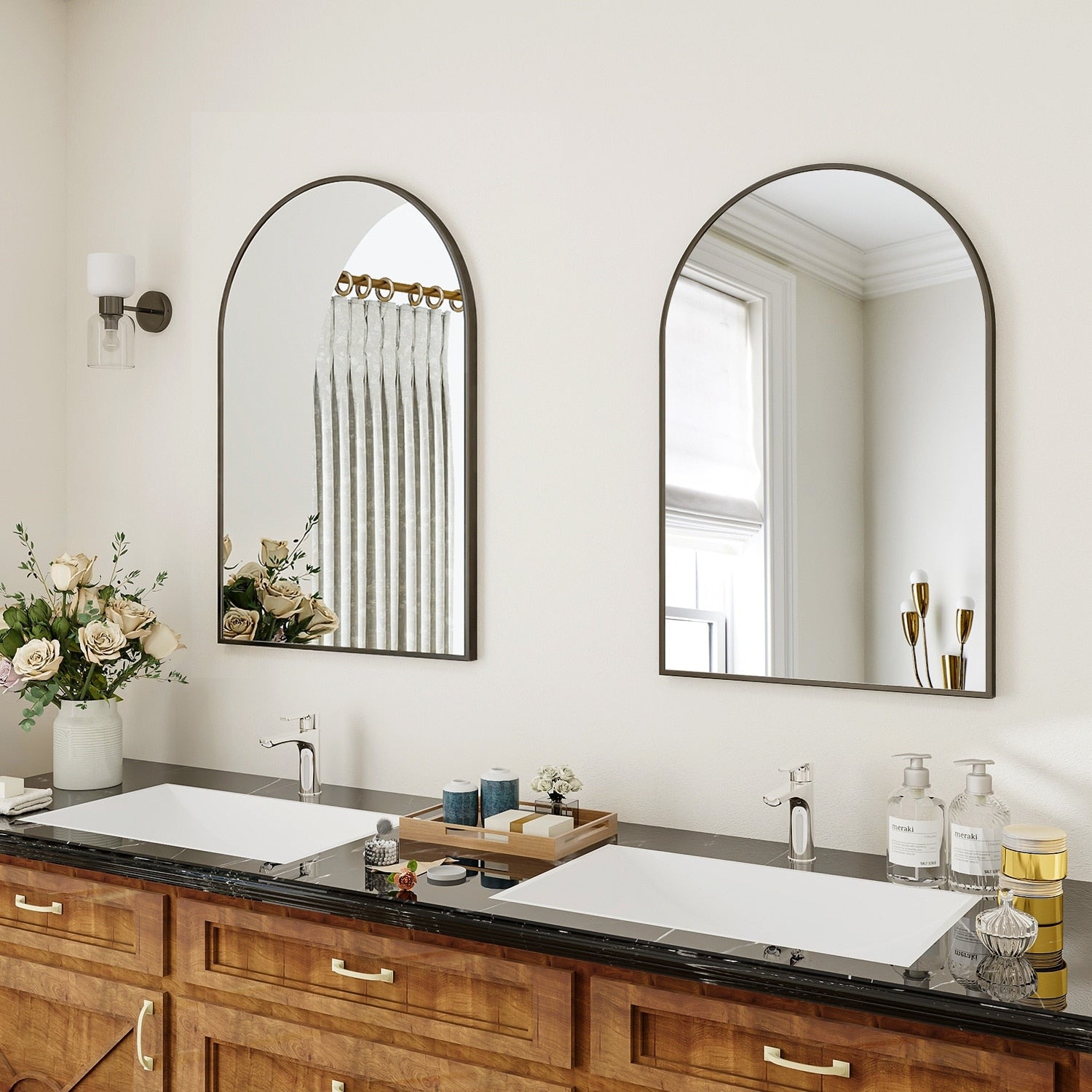 Bathroom Mirror Arch-Top Wall Mounted Decor Mirror