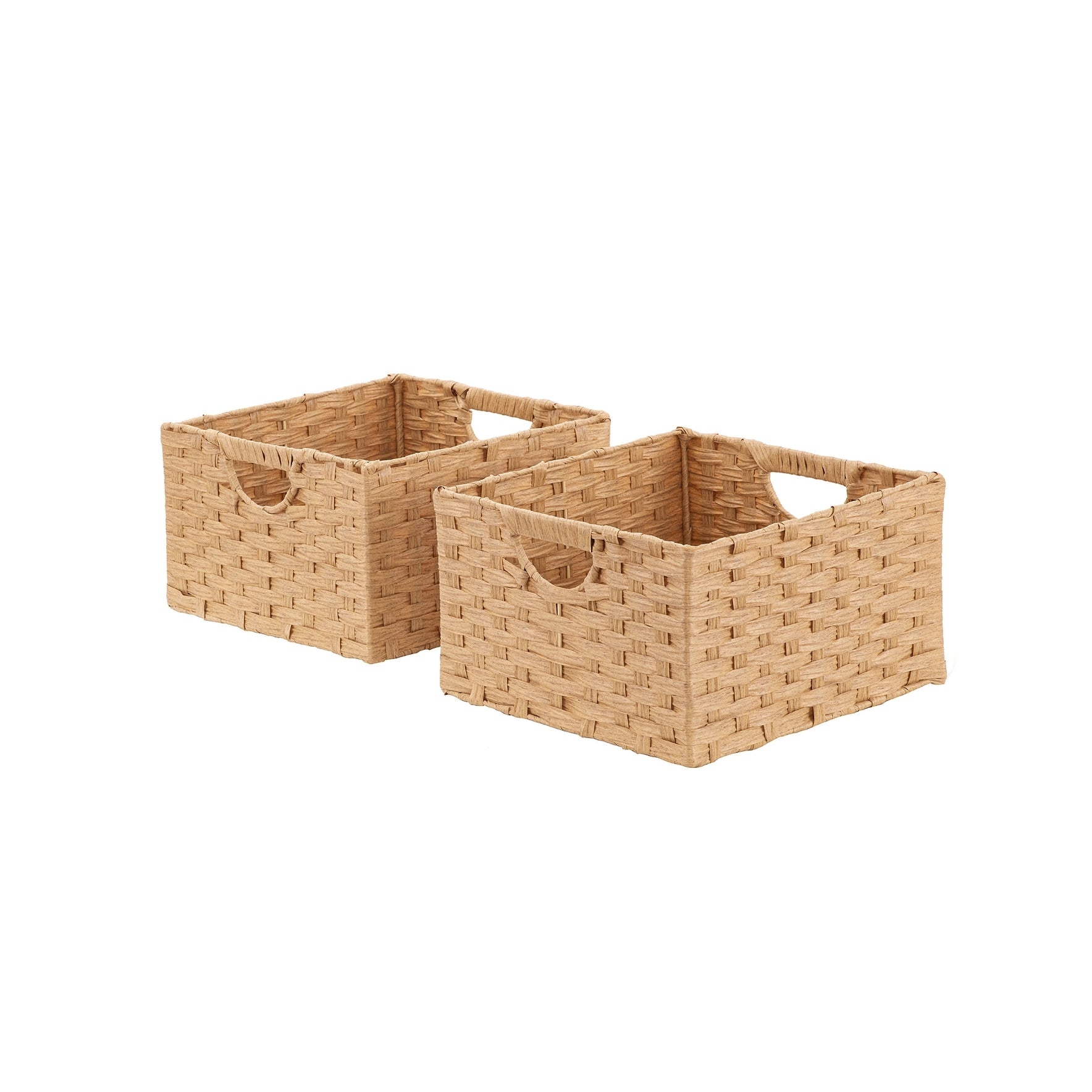 Seville Classics Foldable Handwoven Cube Storage Basket (2-Pack)