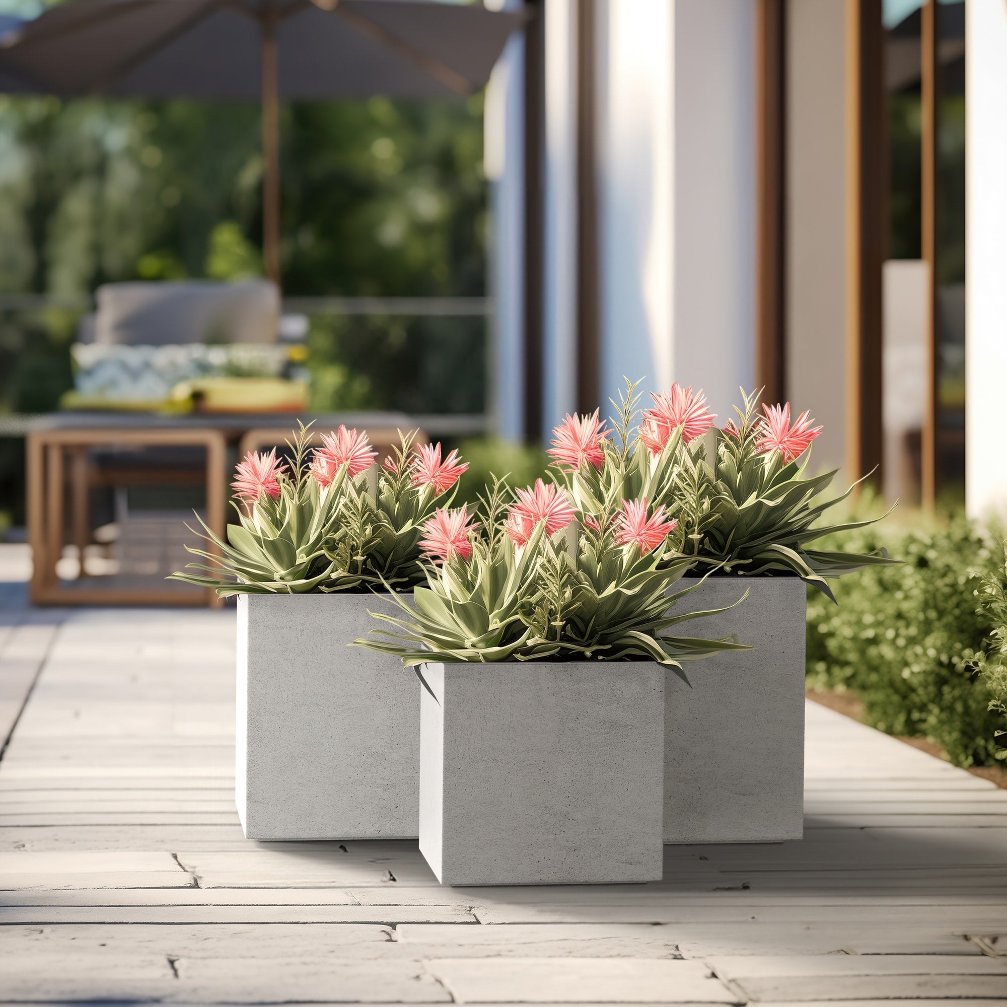 Tall Concrete Square Plant boxes / Large Indoor and Outdoor flower Planters