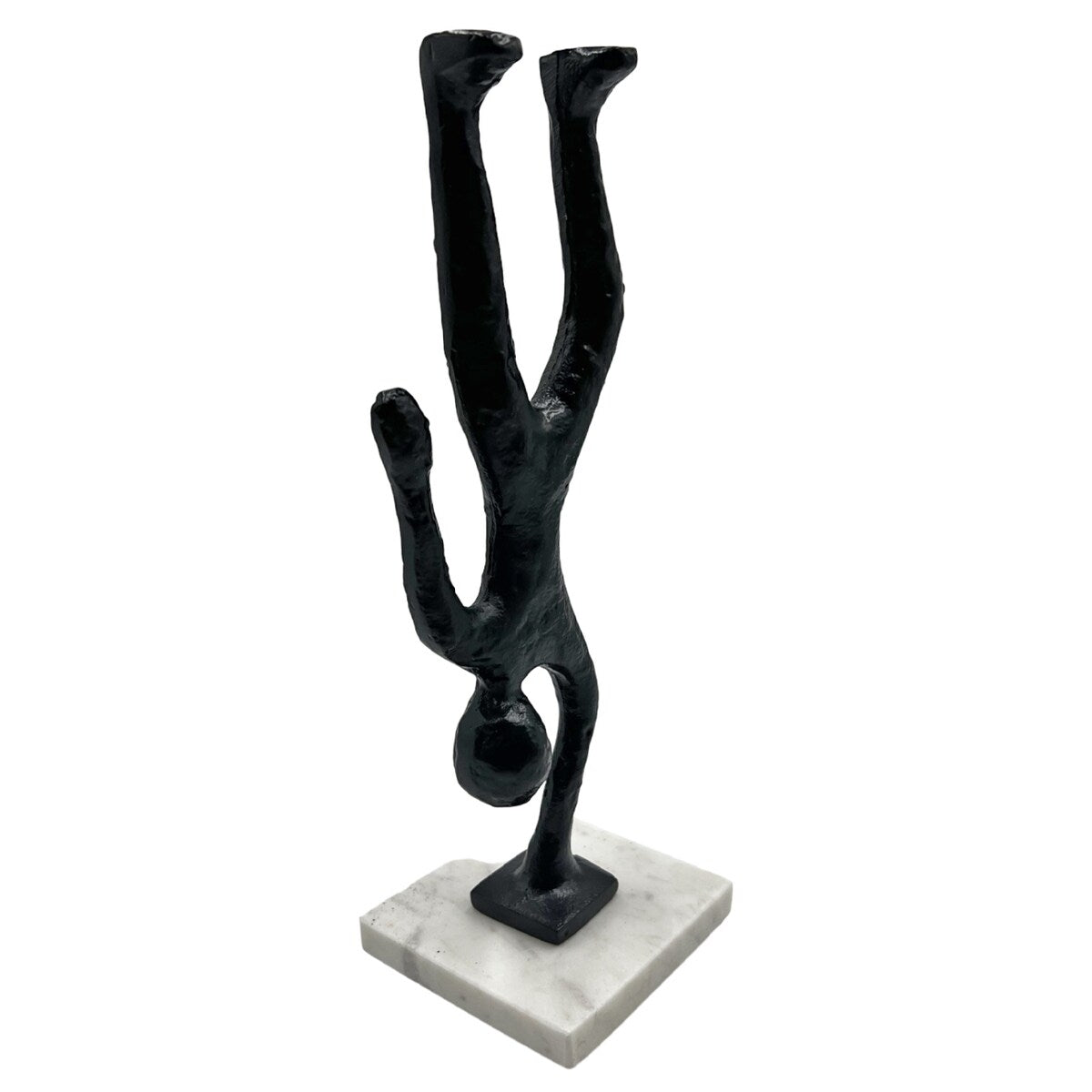 Handmade Metal 12 in Abstract Upside Down Person Sculpture - 4 x 4 x 12 in