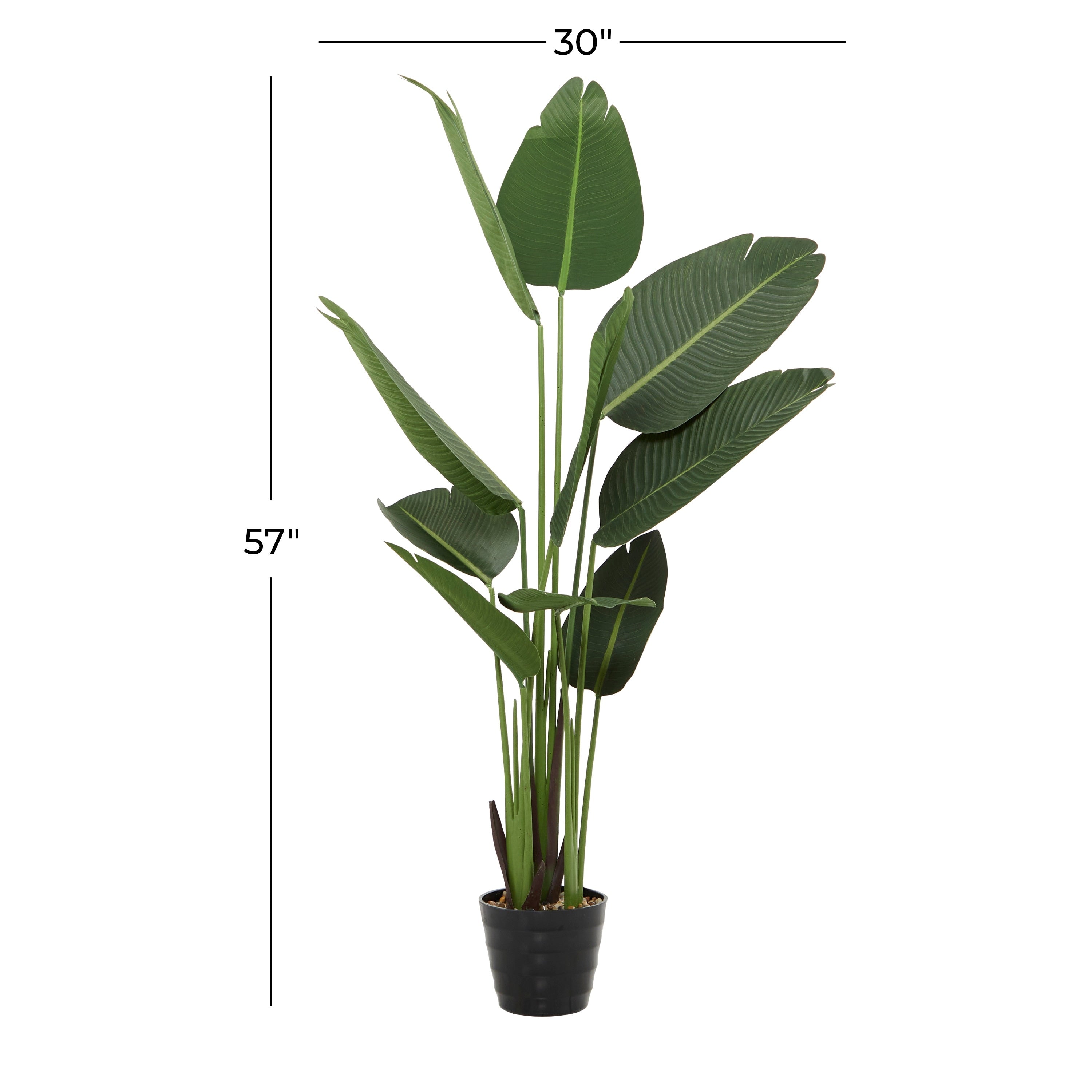 Traditional Green Tropical Faux Foliage Decorative Potted Tree