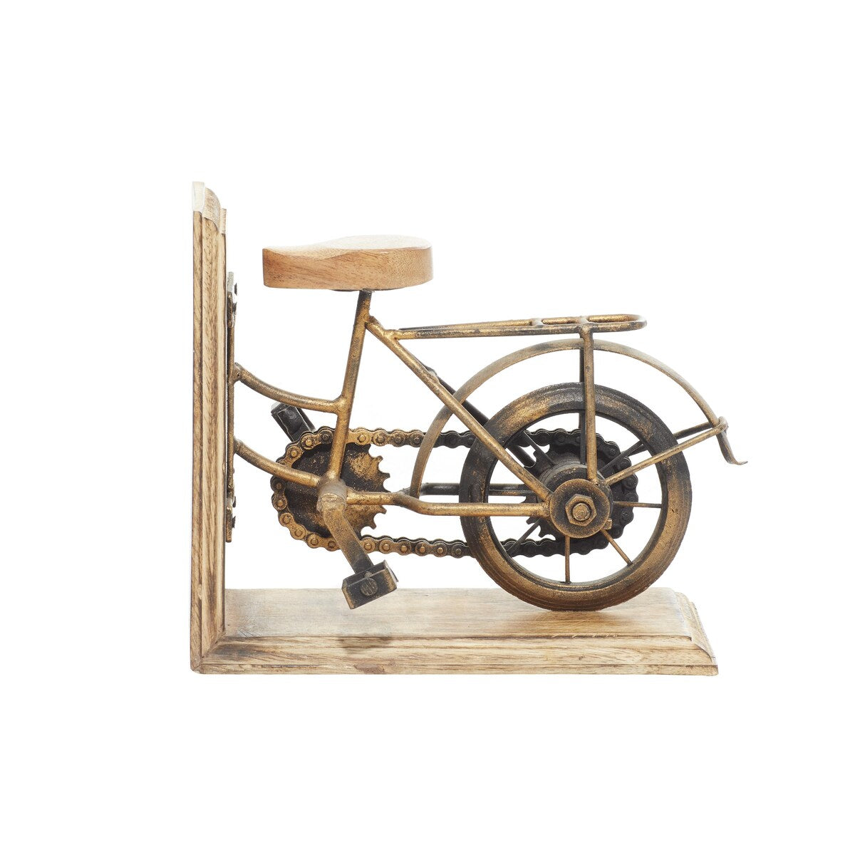 Wooden Bike Decorative Bookends - Set of 2 Brass - Roche River Decor