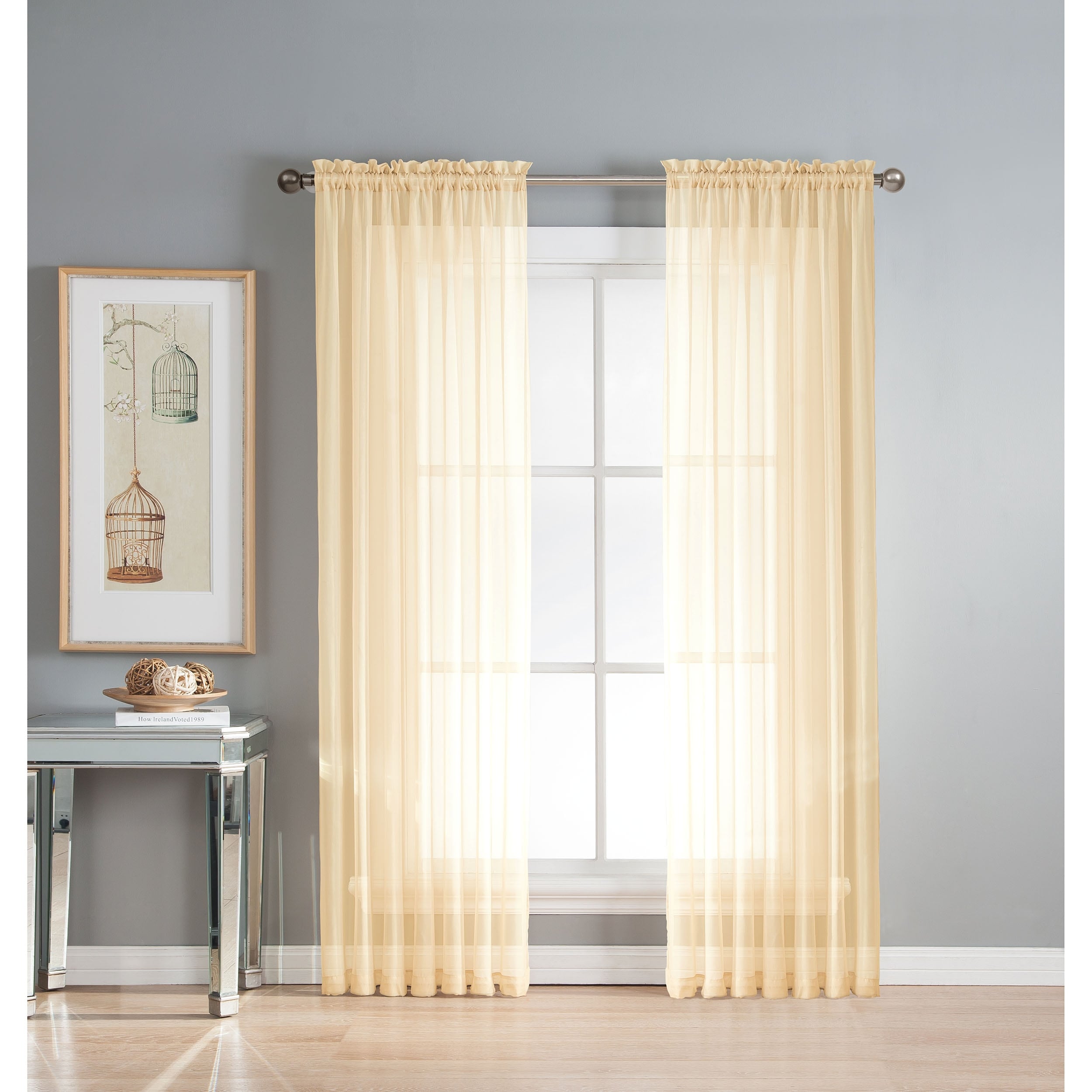 Window Elements Diamond Sheer Voile Extra Wide, 56 Inch Wide. Rod Pocket Curtain Panel