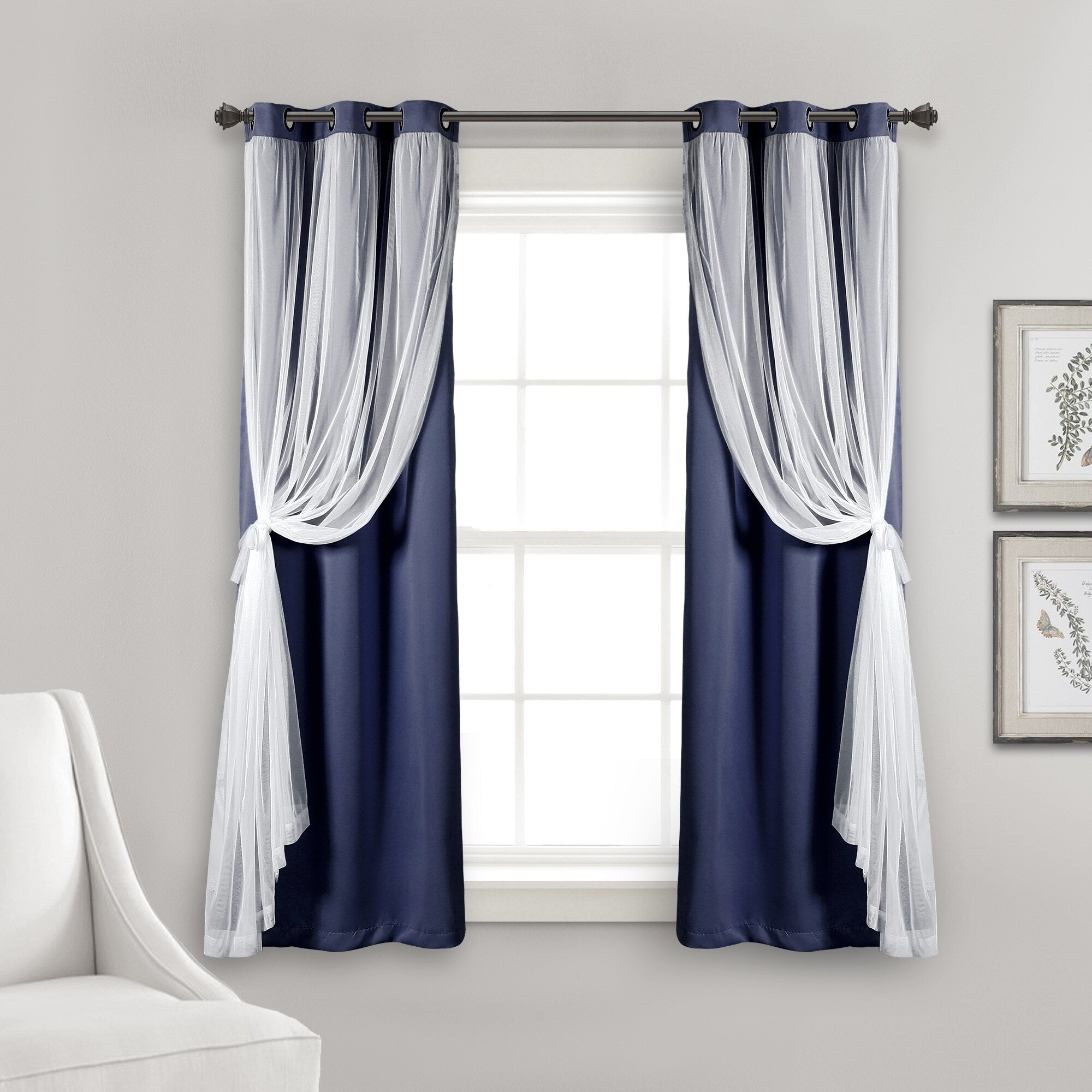 Lush Decor Grommet Sheer Panel Pair with Insulated Blackout Lining