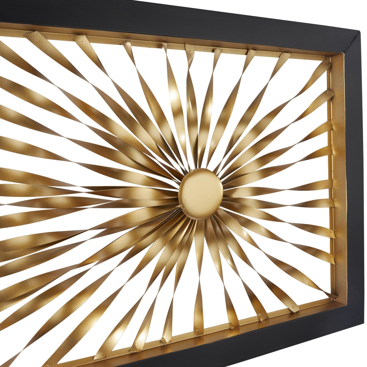 Metal Sunburst Coiled Ribbon Home Wall Decor with Black Frame - Gold - Roche River Decor