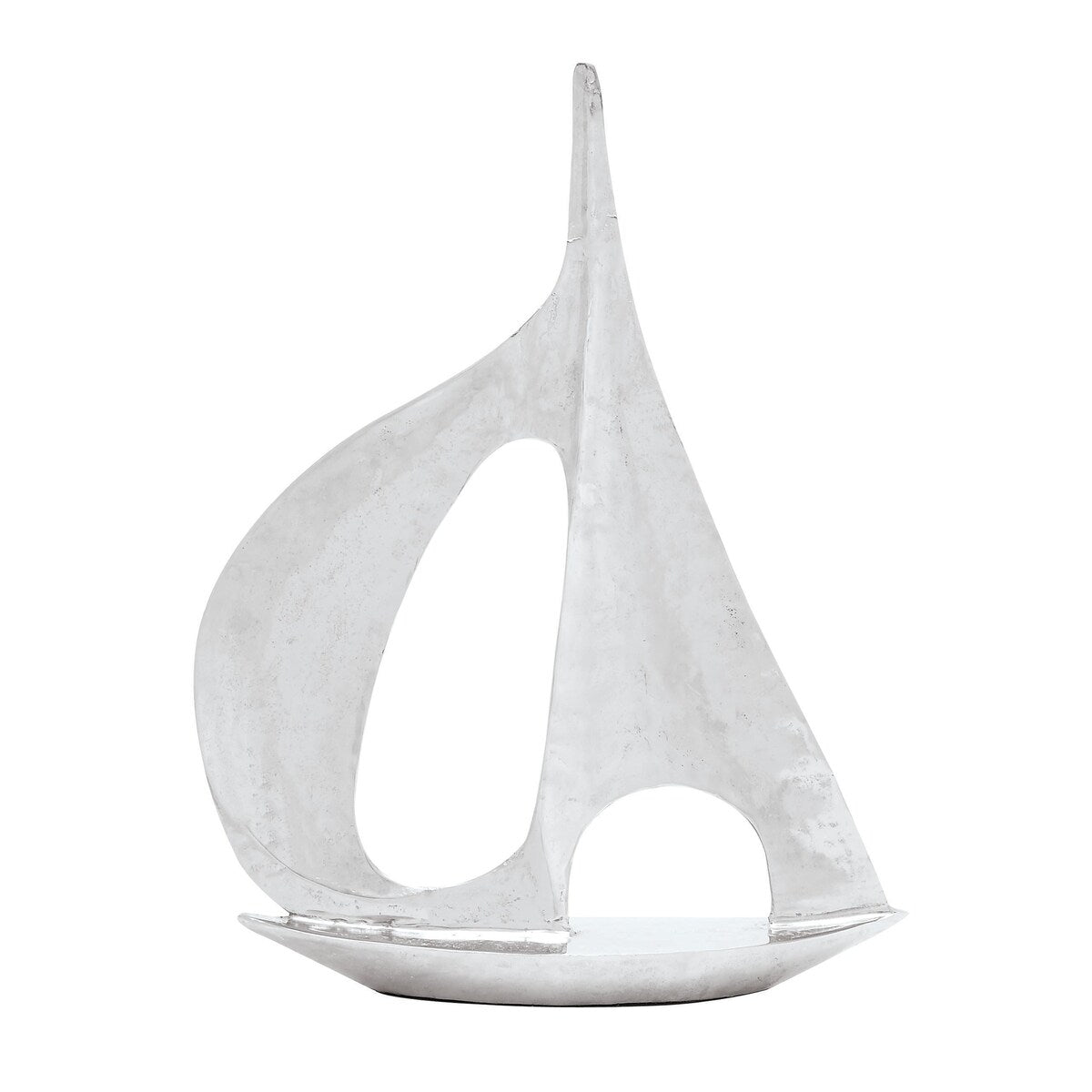 Aluminum Metal Sail Boat Decorative Sculpture - Silver - Roche River Decor