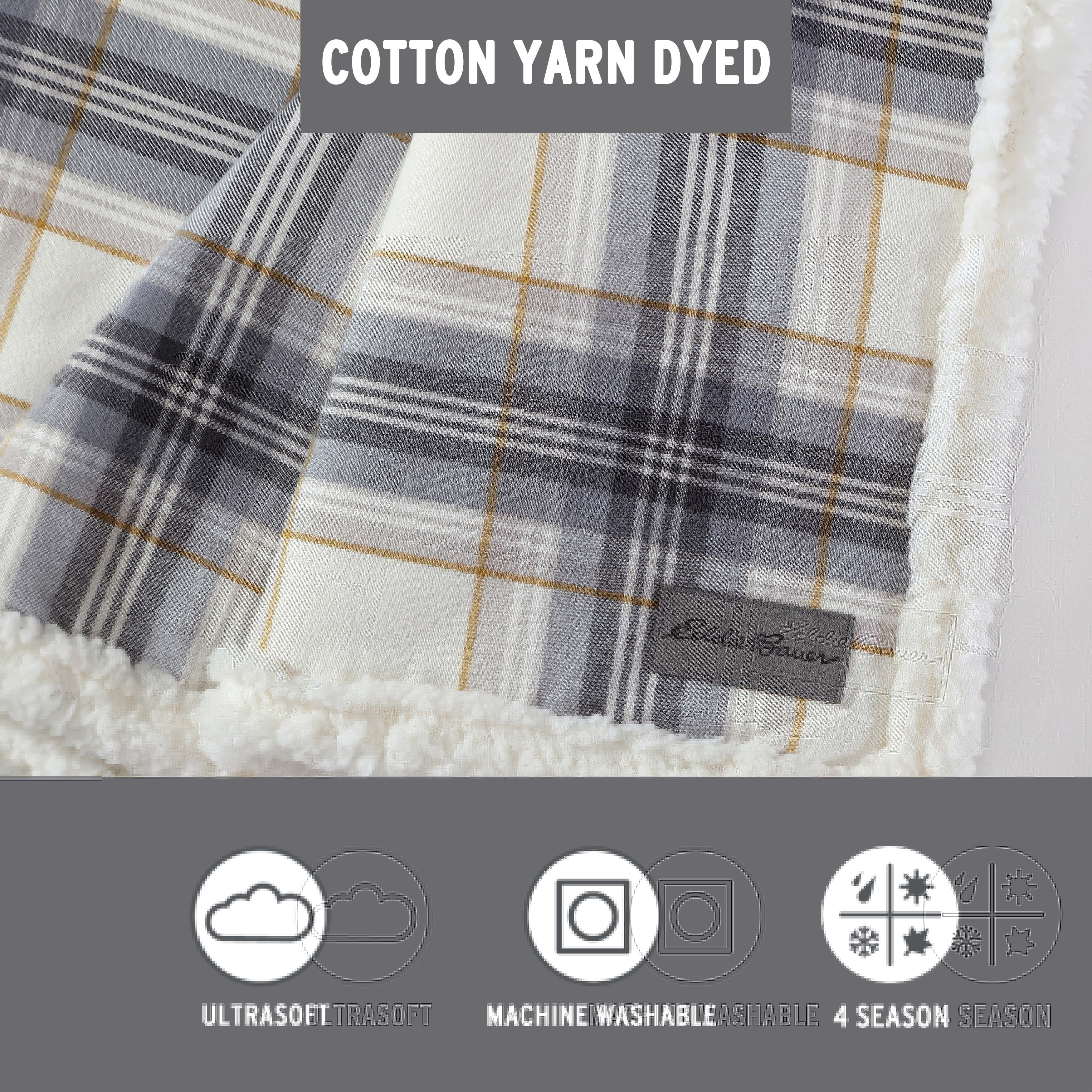 Eddie Bauer Cotton Flannel/Shearling Reverse Throw Blanket