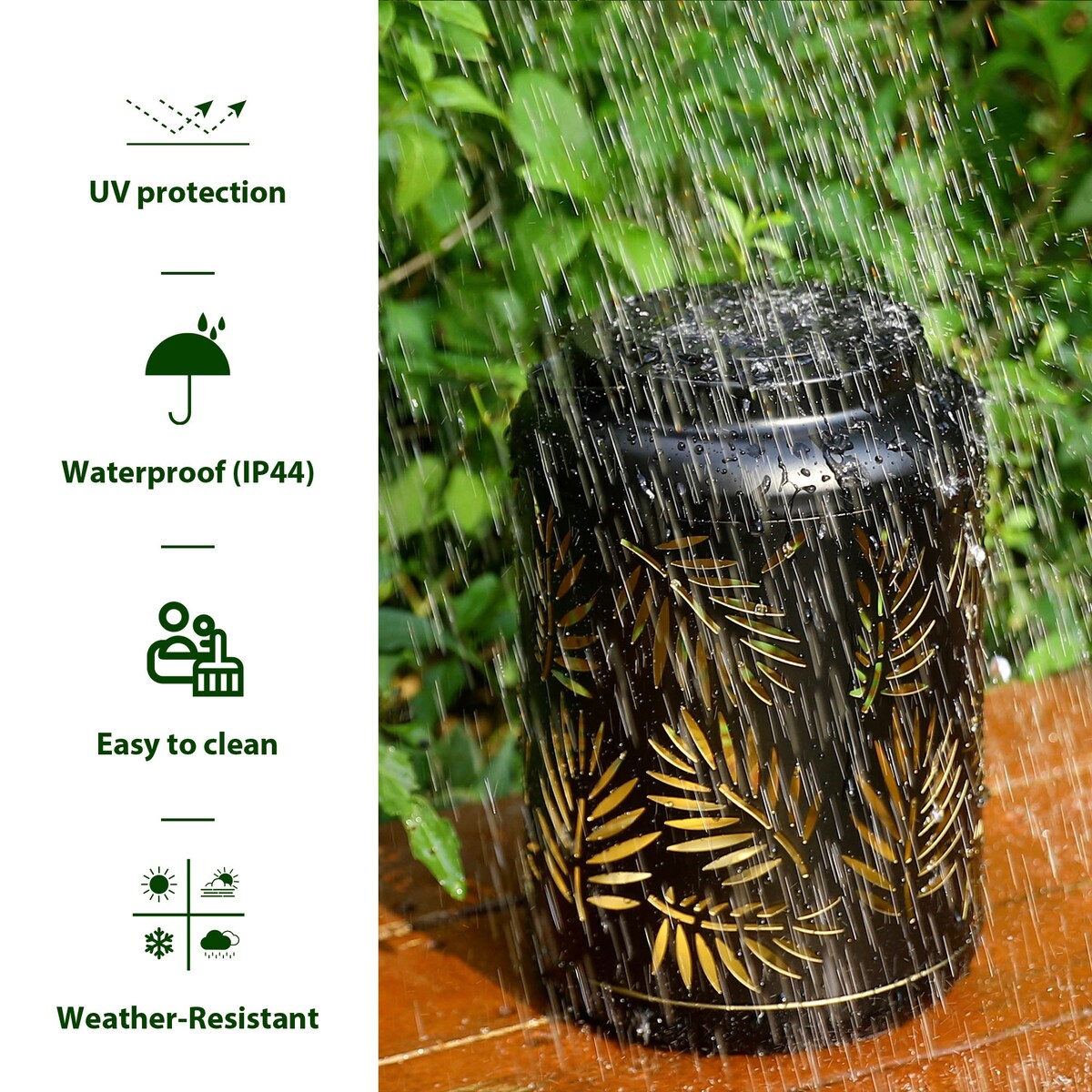 Glitzhome 8.75H Outdoor Metal Solar Hanging Lantern with LED lights