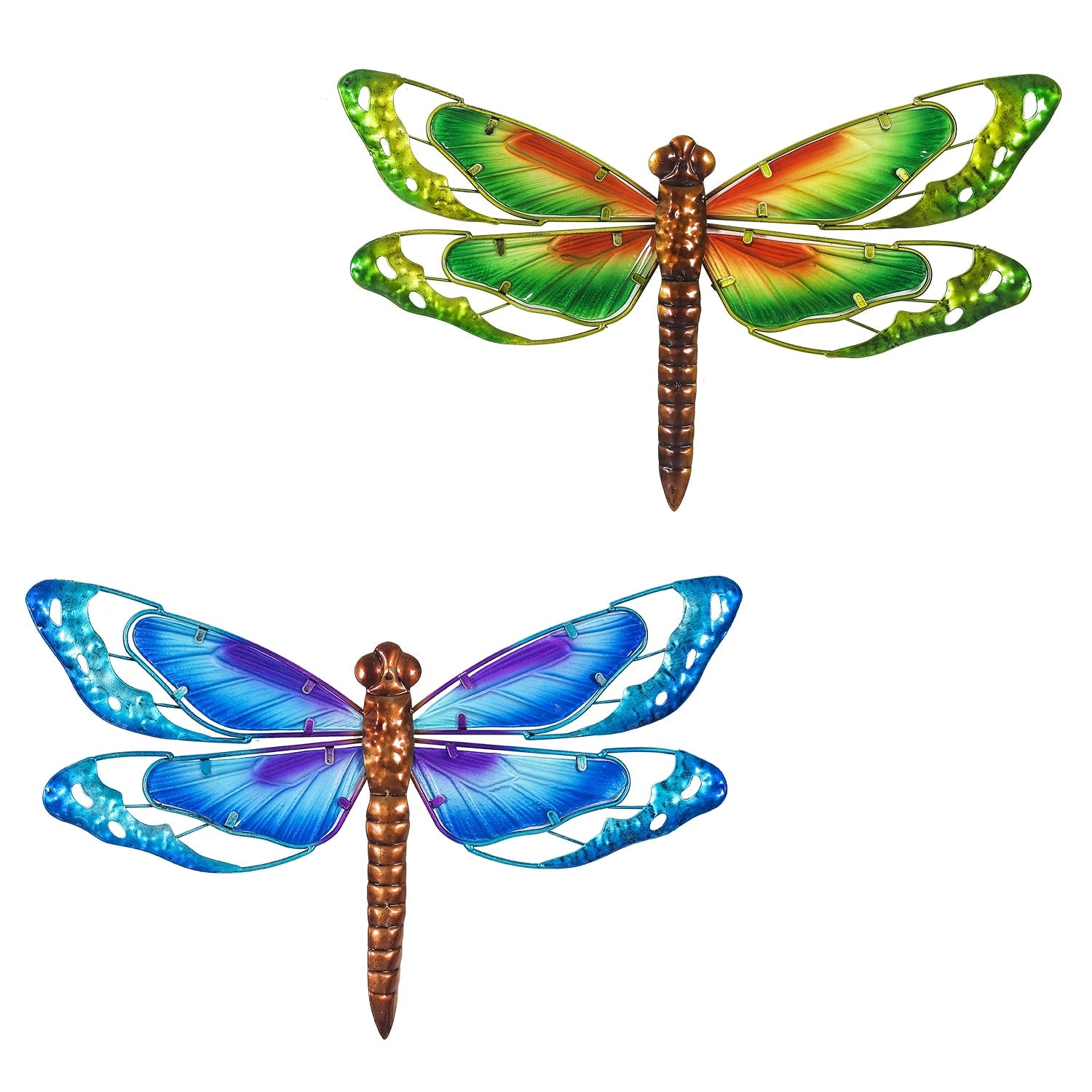 Adeco Set of 2 Metal Dragonfly Wall Decor Sculptures