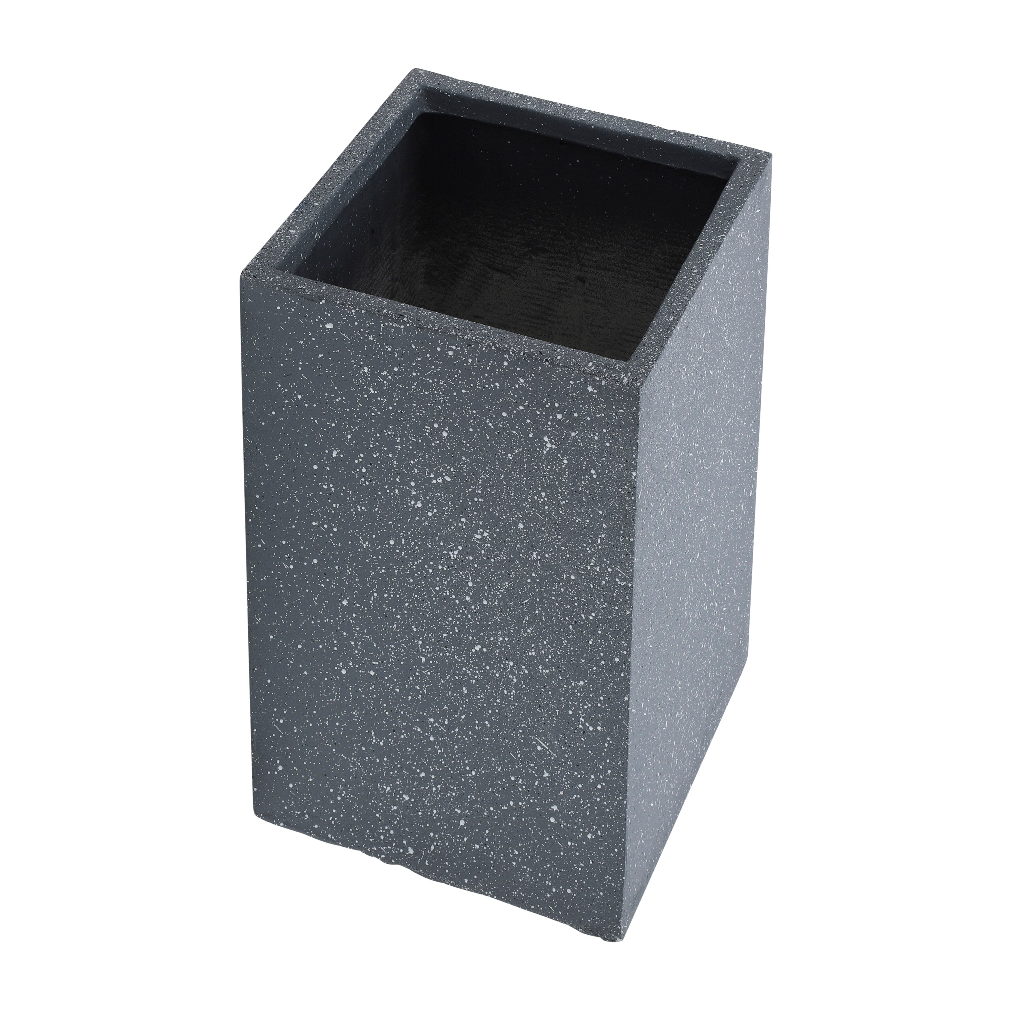 Dark Gray Resin Square Nested Planters, Set of Two, 11Lx11W 22H/13Lx11W28H, Stylish Indoor and Outdoor Plant Pots,