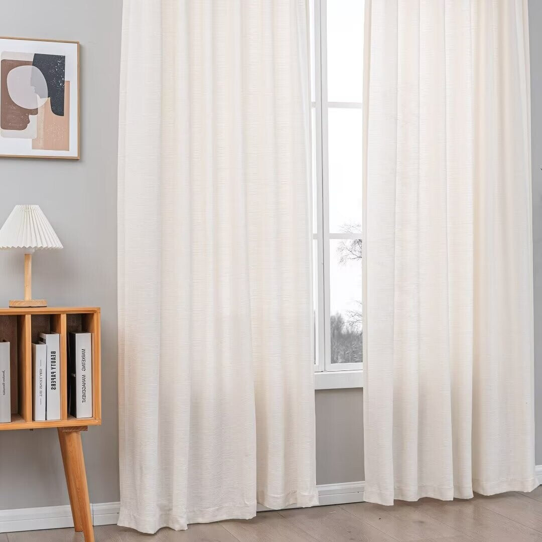 Linen Textured Light Filtering Back Tap/ Rod Pocket Curtain Panels (Set of 2)