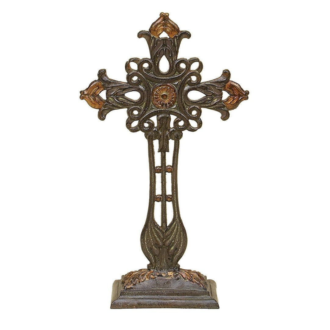 Metal Biblical Cross Decorative Sculpture - Copper - Roche River Decor