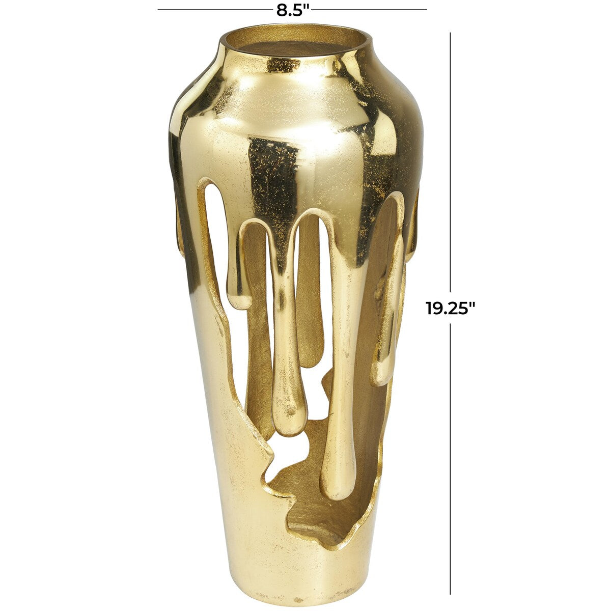 Aluminum Metal Drip Decorative Vase with Melting Designed Body - Silver, Gold or Black - Roche River Decor