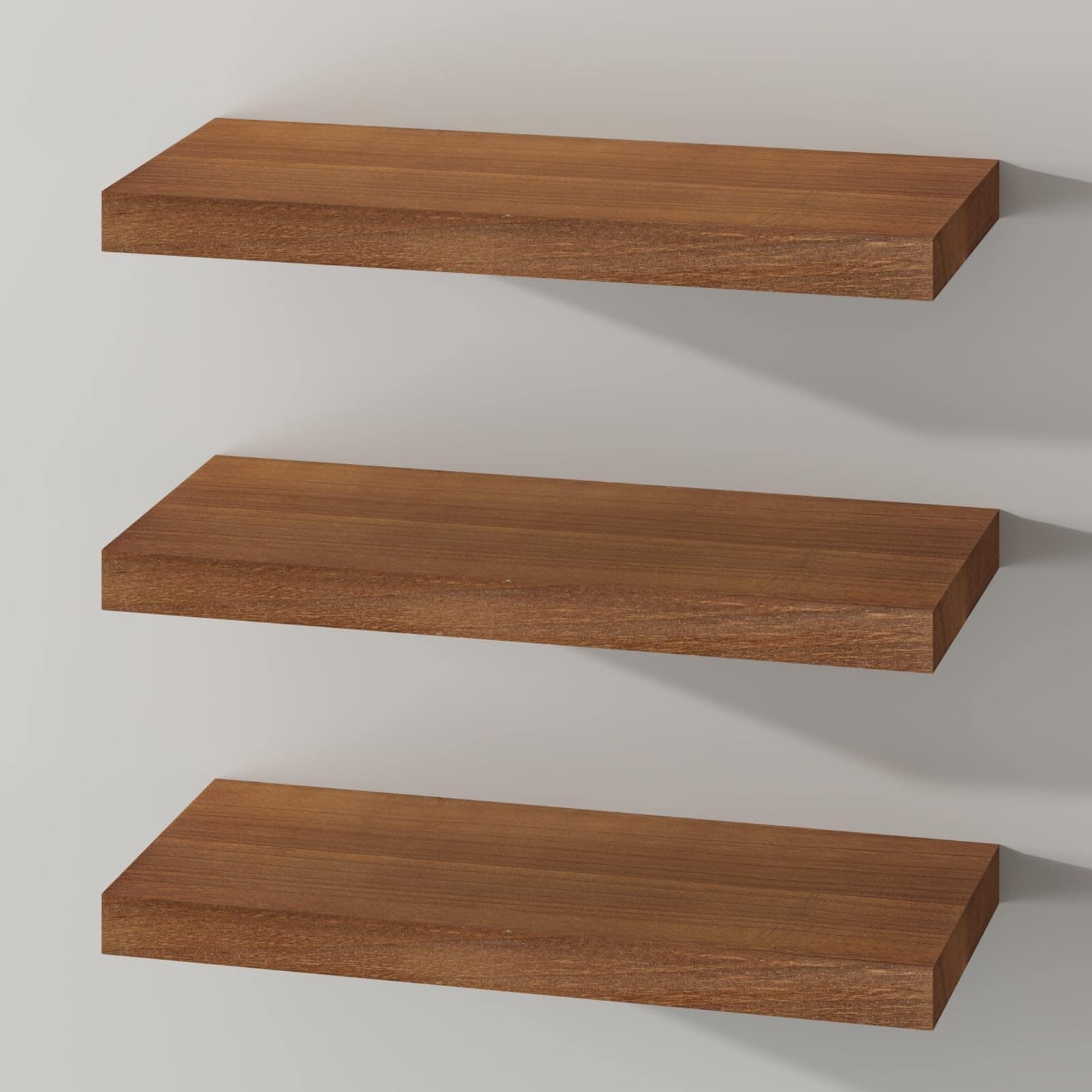 Floating Shelves Wall Shelf Solid Wood for Bathroom Bedroom Kitchen Wall Decor Set of 3