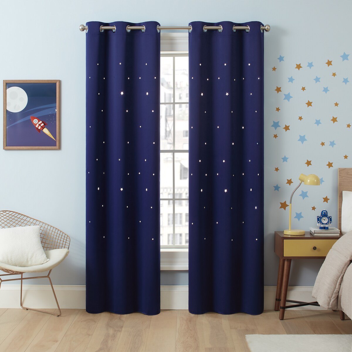 Eclipse Shooting Star Kids Room Darkening Curtain Panel Pair