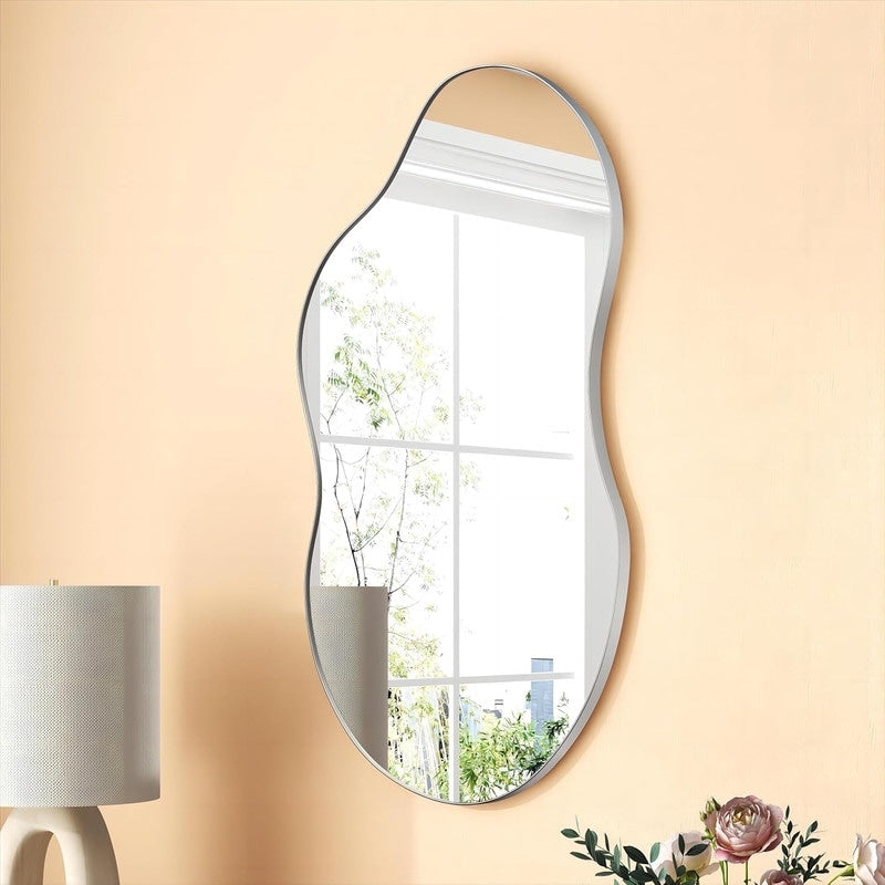 Asymmetrical Wavy Antique Accent Wall Mirror