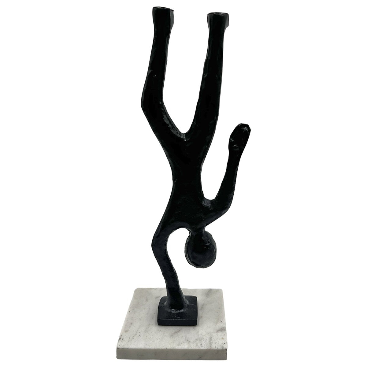 Handmade Metal 12 in Abstract Upside Down Person Sculpture - 4 x 4 x 12 in