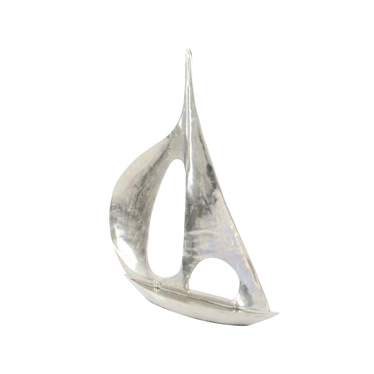 Aluminum Metal Sail Boat Decorative Sculpture - Silver - Roche River Decor