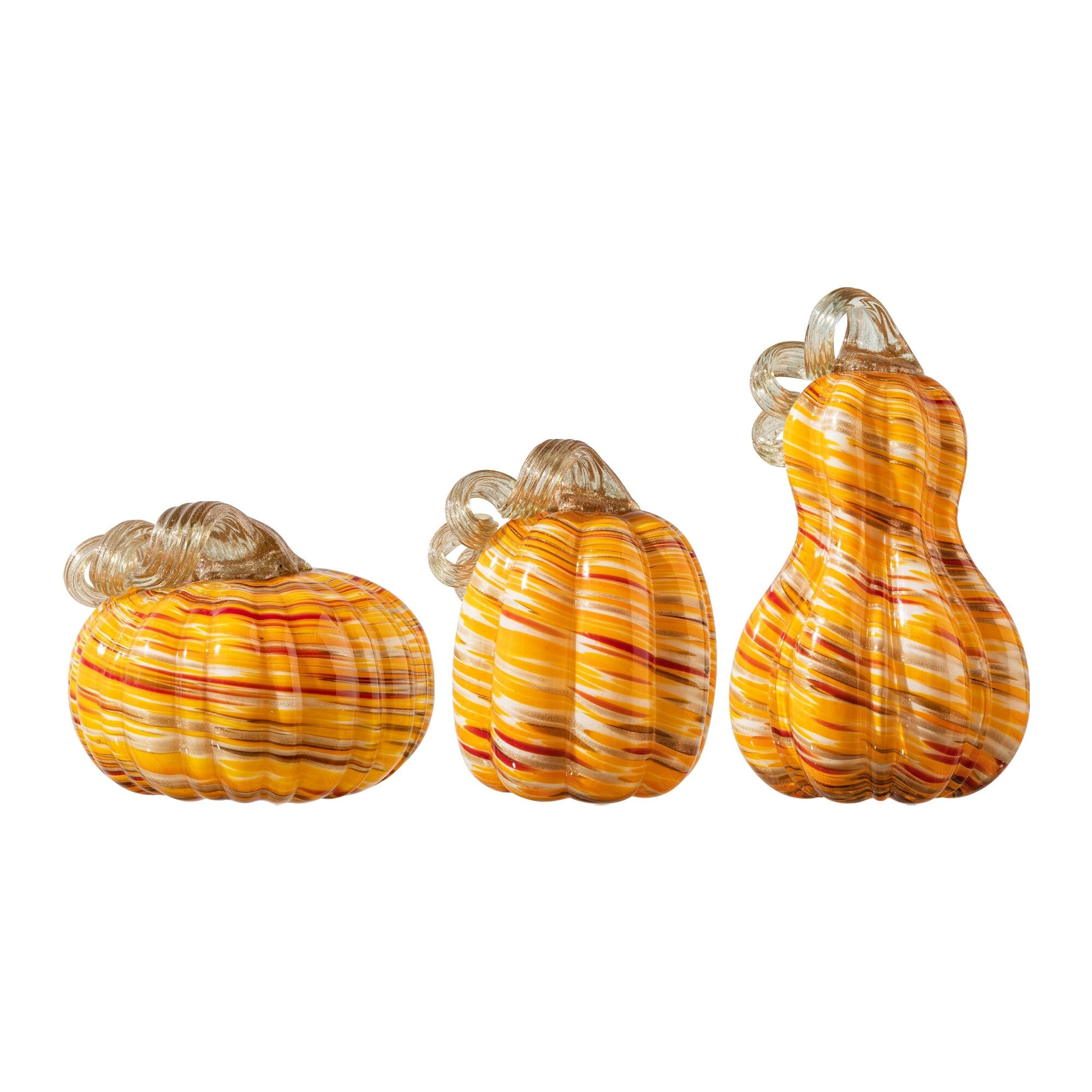 Glitzhome S/3 Thanksgiving Harvest Glass Pumpkin & Gourd Decor Christmas Centerpiece