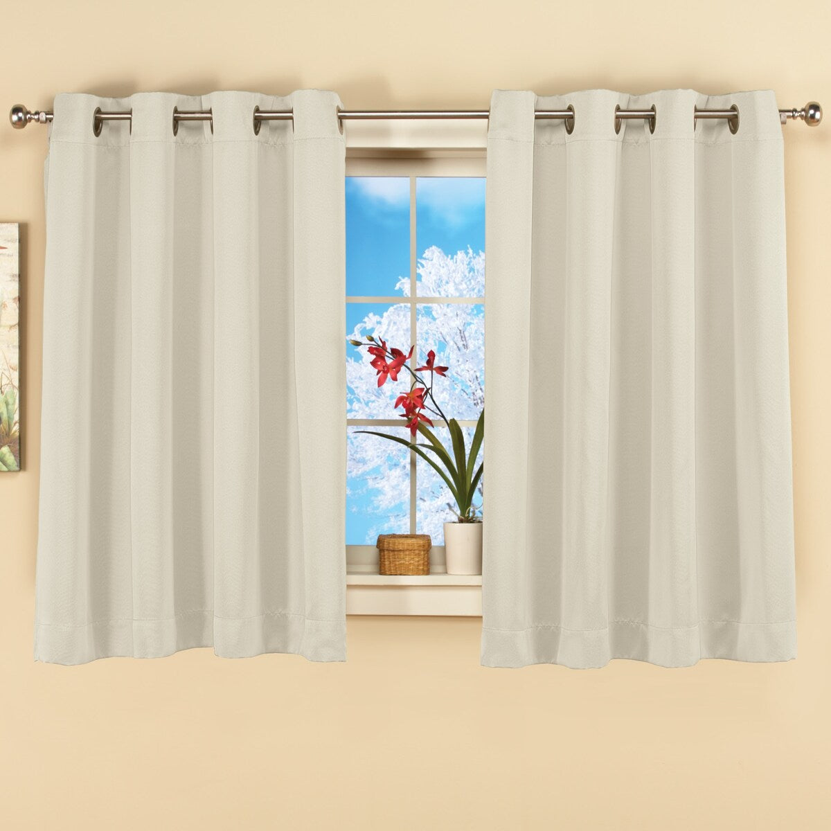 Short Blackout Window Curtain Panel with Easy Open-Close