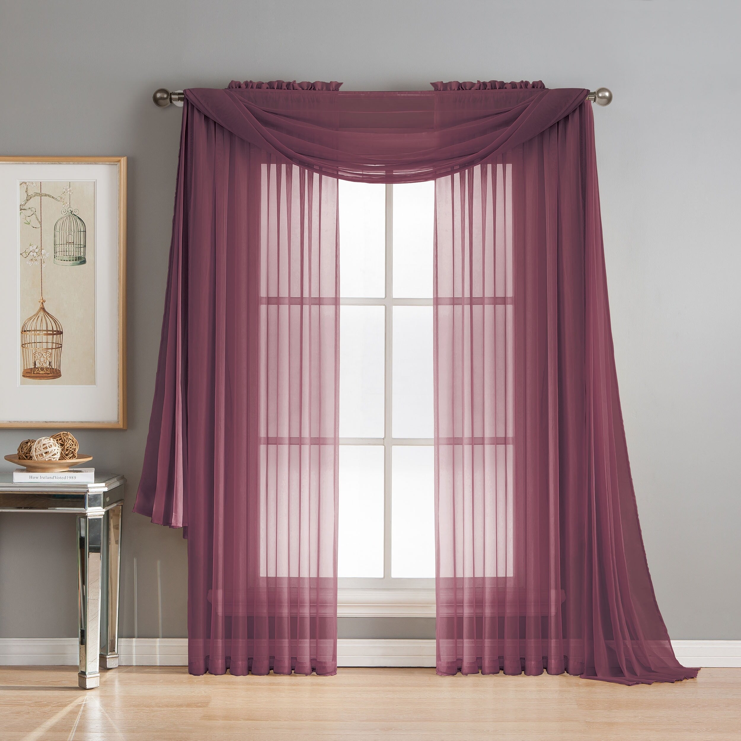 Window Elements Diamond Sheer Voile Extra Wide, 56 Inch Wide. Rod Pocket Curtain Panel