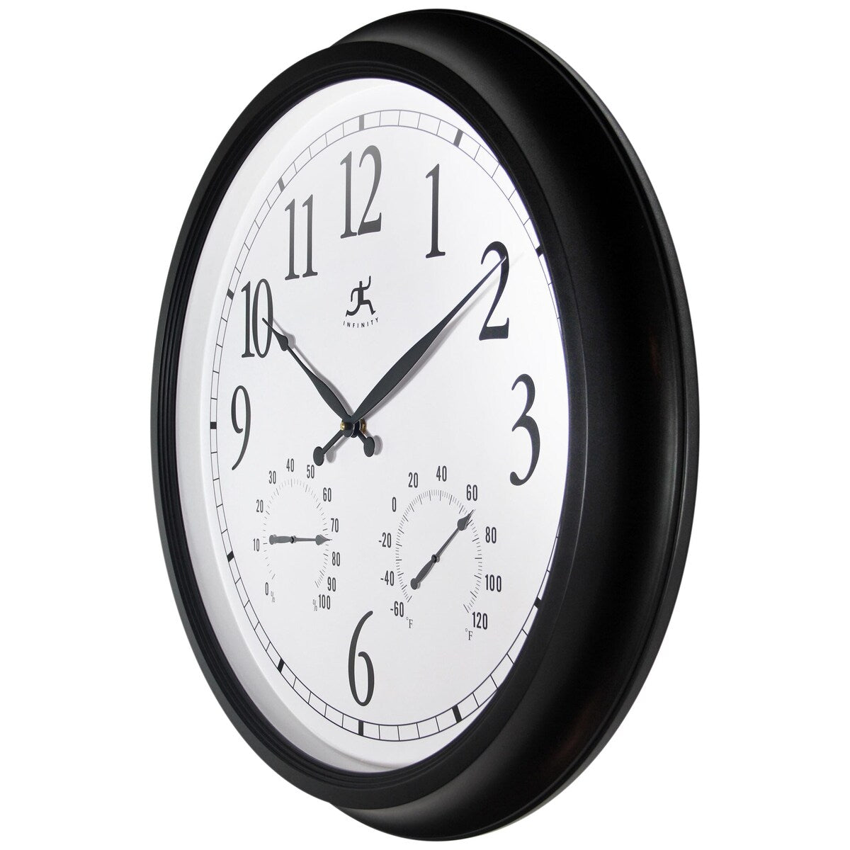 Classic Outdoor Large 24-inch Easy Read Black Outdoor Wall Clock with Temperature Humidity - 24 x 2.5 x 24