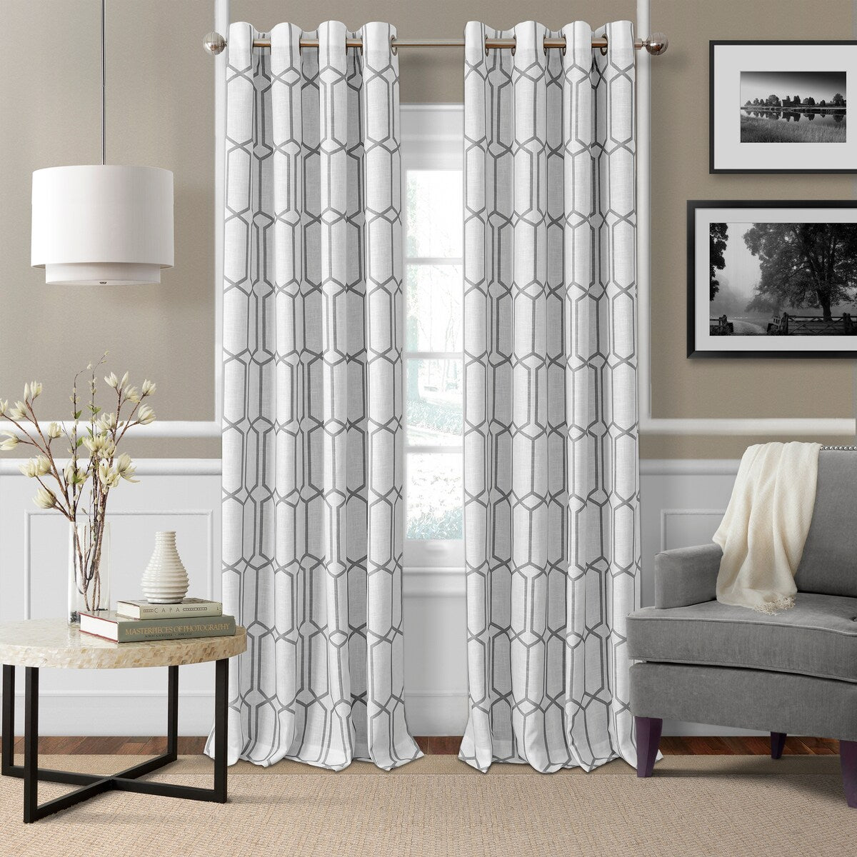 Kaiden Geometric Room Darkening Window Curtain