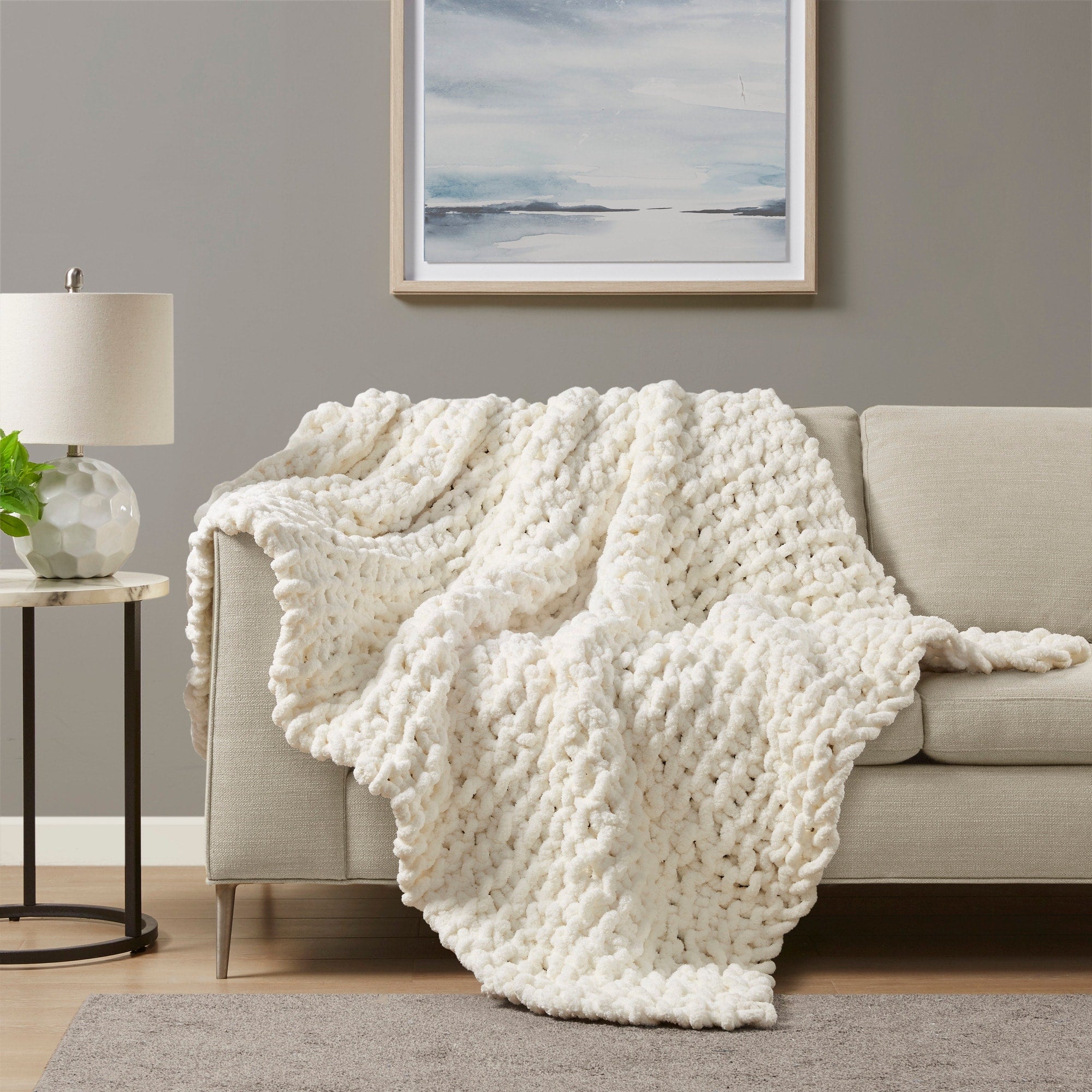 Madison Park Chenille Chunky Knit Throw 50x60