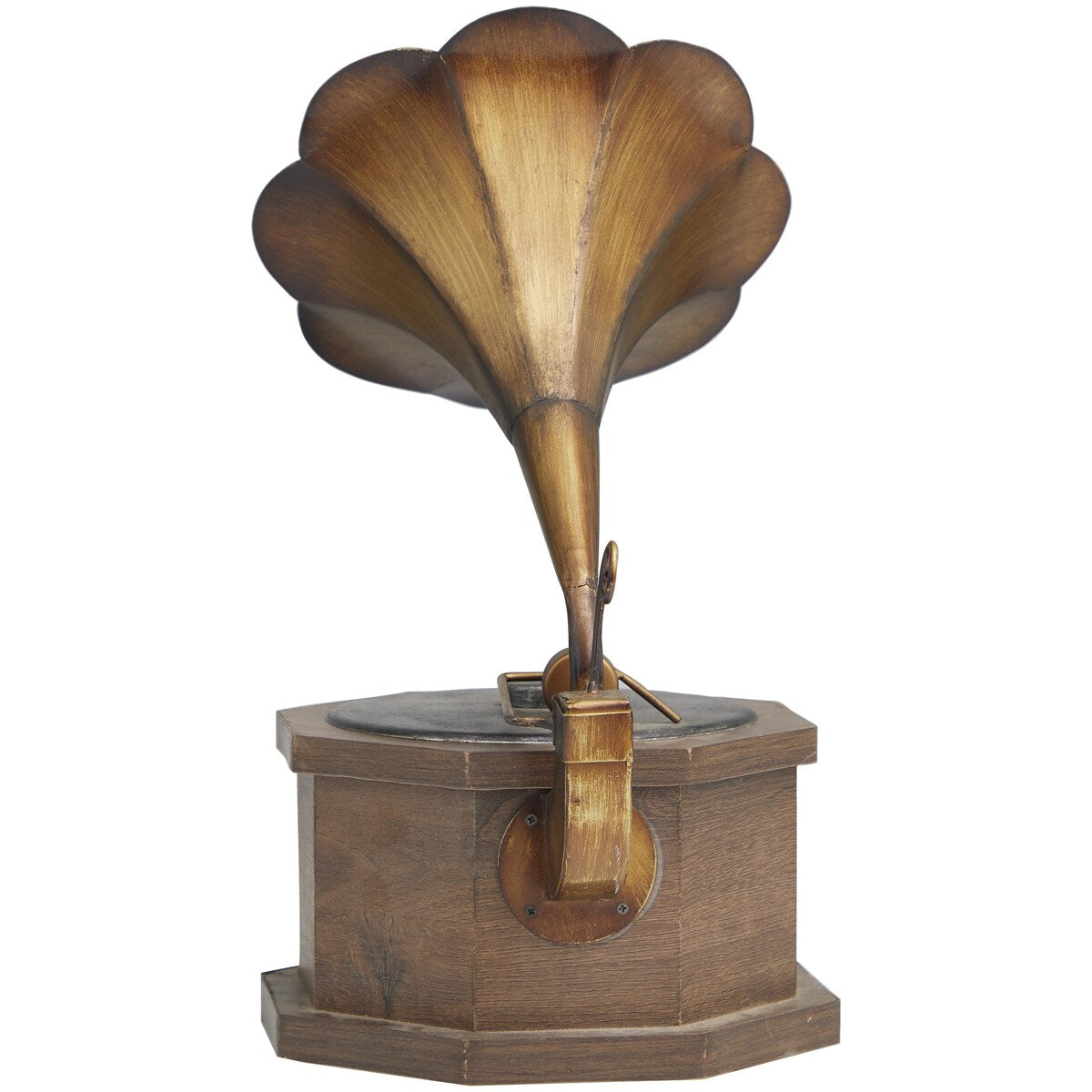 Wooden Music Antique Gramophone with Brown Wooden Base - Copper - Roche River Decor