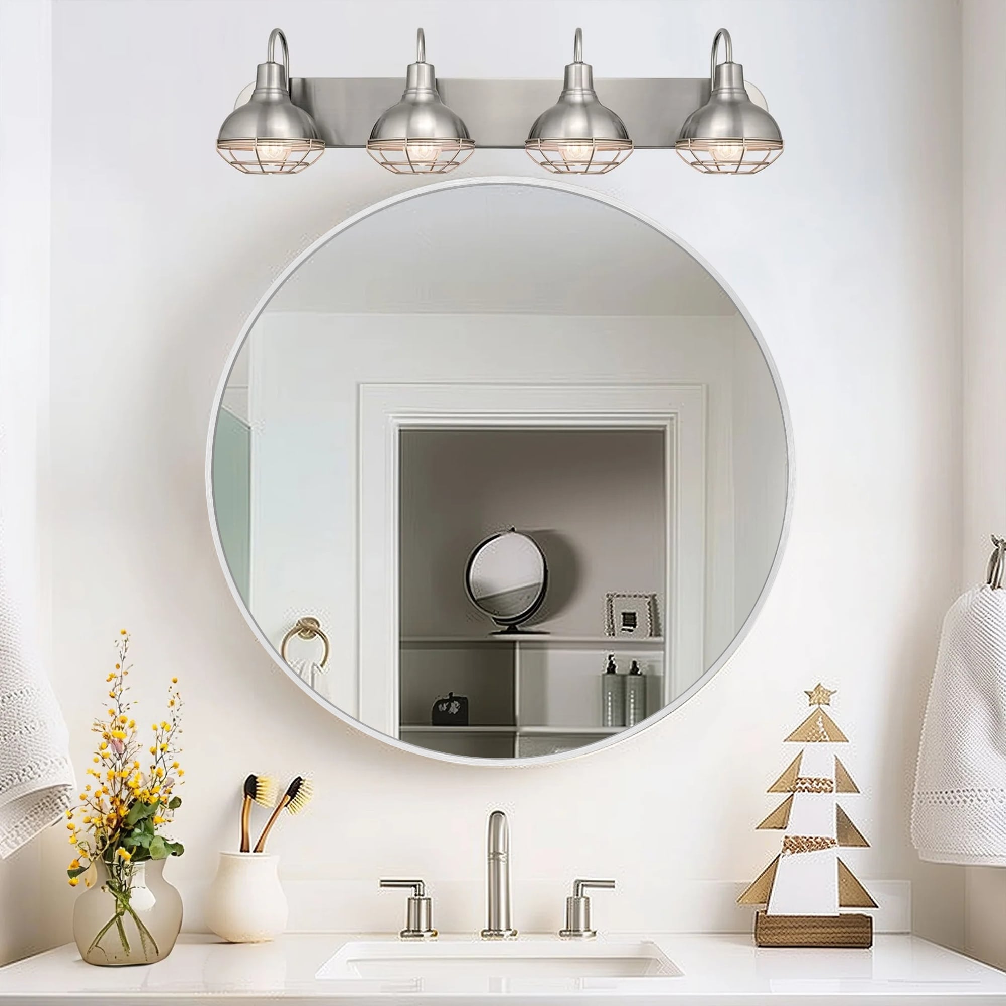 Modern Bathroom Wall Mounted Round Vanity Mirror