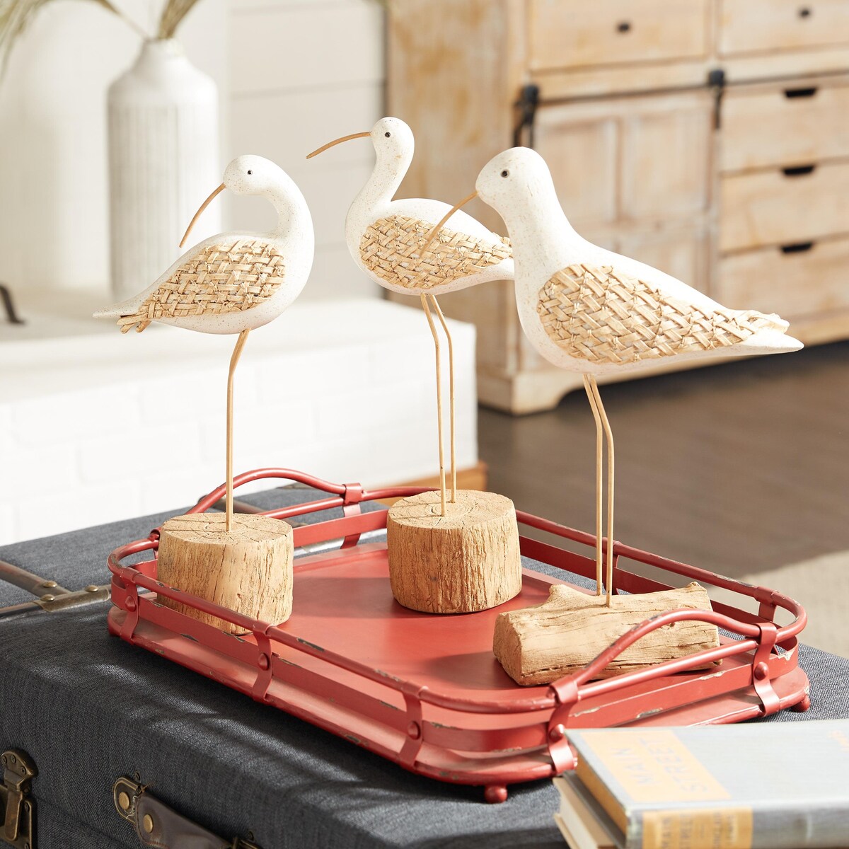 Polystone Bird Decorative Sculpture - Set of 3 White - Roche River Decor