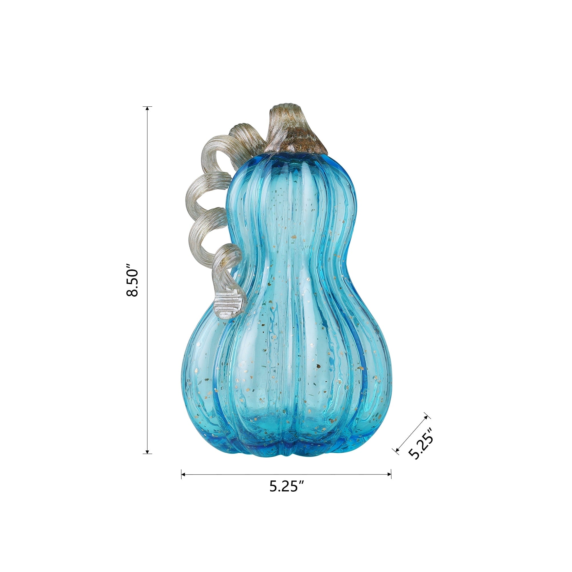 Glitzhome Hand Blown Blue Glass Pumpkin Thanksgiving Table Decor Christmas Gifts