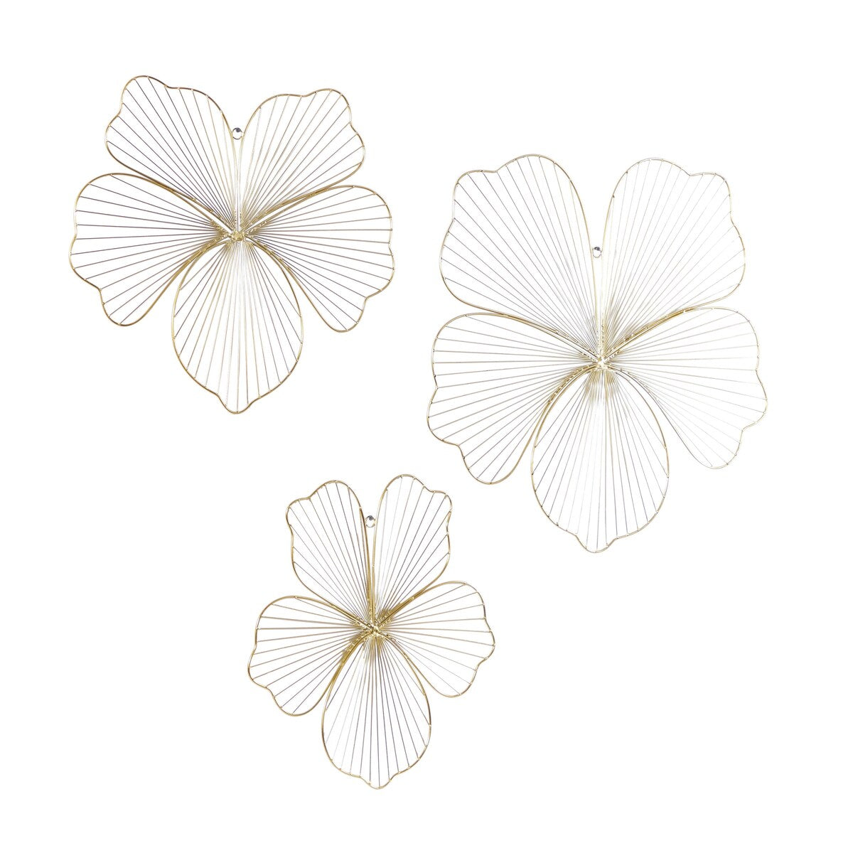 Metal Floral Home Wall Decor - Set of 3 Gold - CosmoLiving by Cosmopolitan