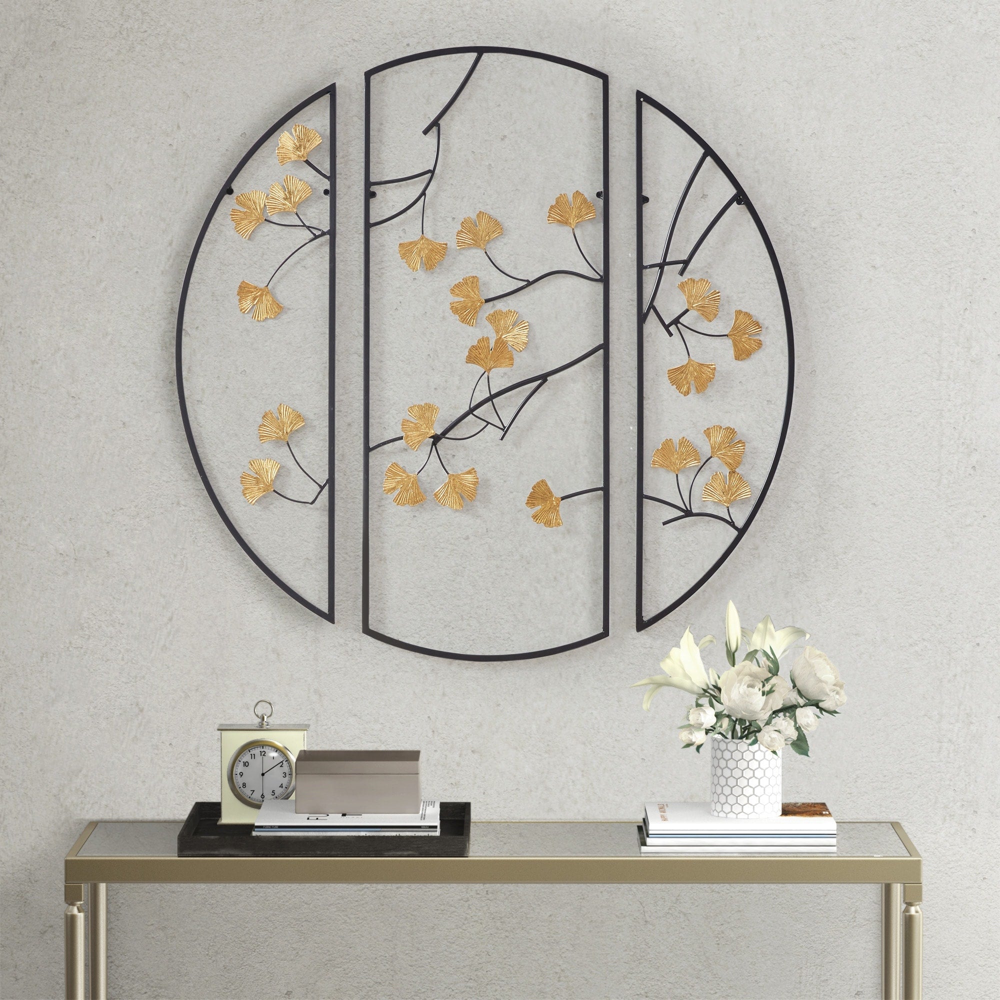 Madison Park Golden Gingko Leaves 3-piece Metal Wall Decor Set