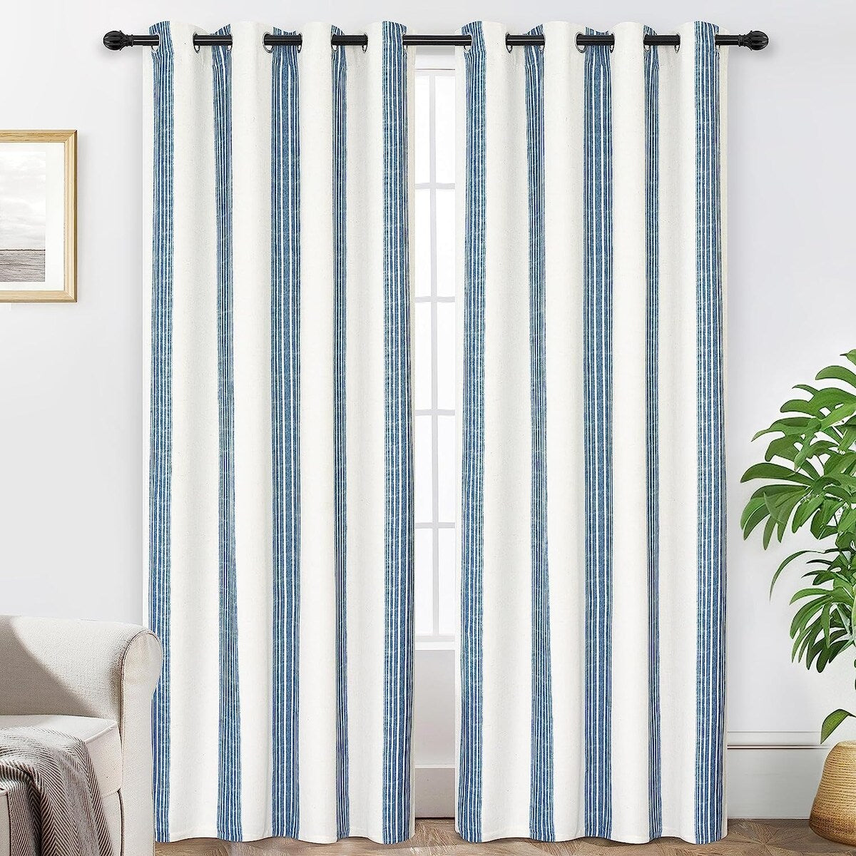 DriftAway Chris Vertical Striped Pattern Linen Textured Lined Blackout Window Curtains