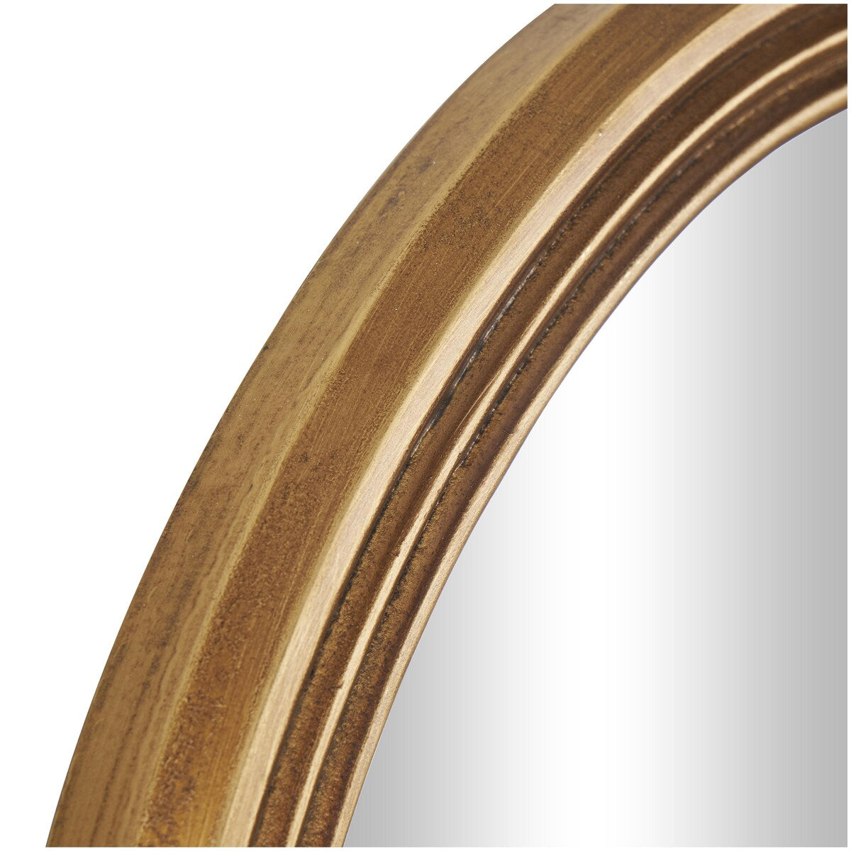 Wooden Wavy Shaped Room Wall Mirror with Ribbed Frame - Gold - Roche River Decor